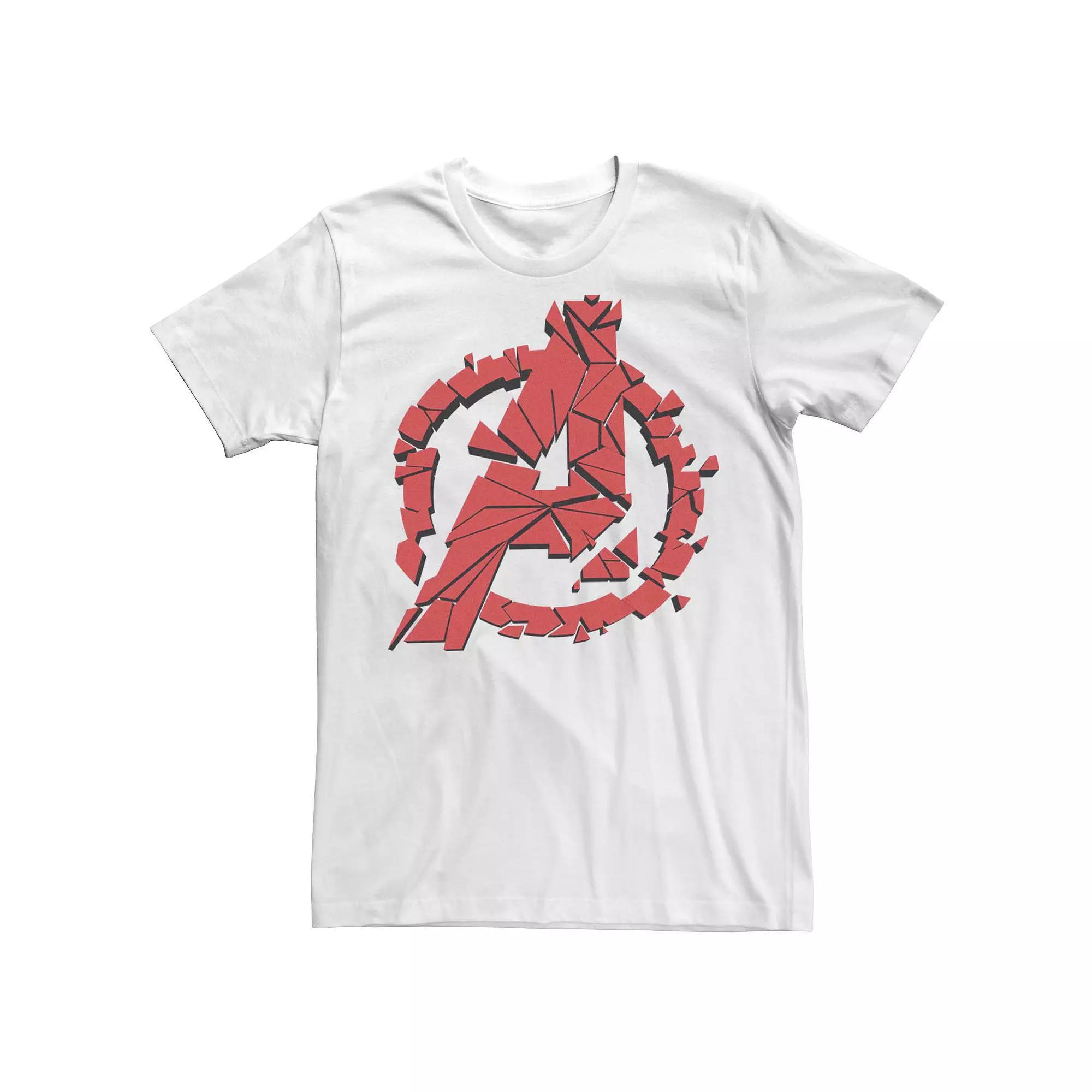 Men's Marvel Avengers Shattered Red Logo Tee Shirt, Size: Large, White Product Image