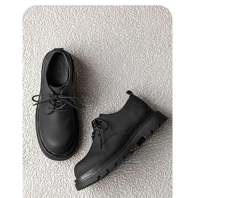 Faux Leather Lace-Up Oxford Shoes Product Image