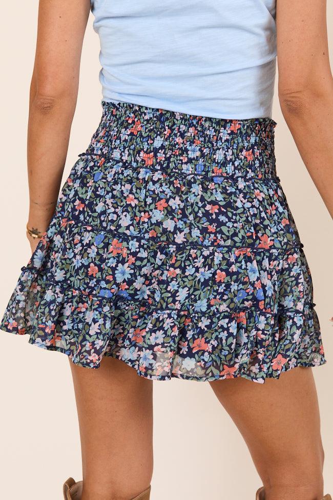 Through the Garden Navy Blue Floral Skort Product Image