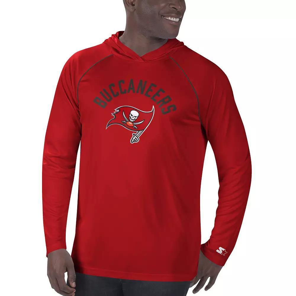 Men's Starter Red Tampa Bay Buccaneers Raglan Long Sleeve Hoodie T-Shirt, Size: XL Product Image