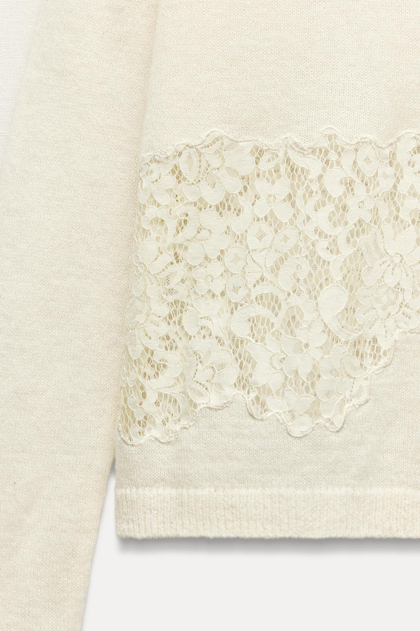 COMBINATION KNIT LACE SWEATER Product Image