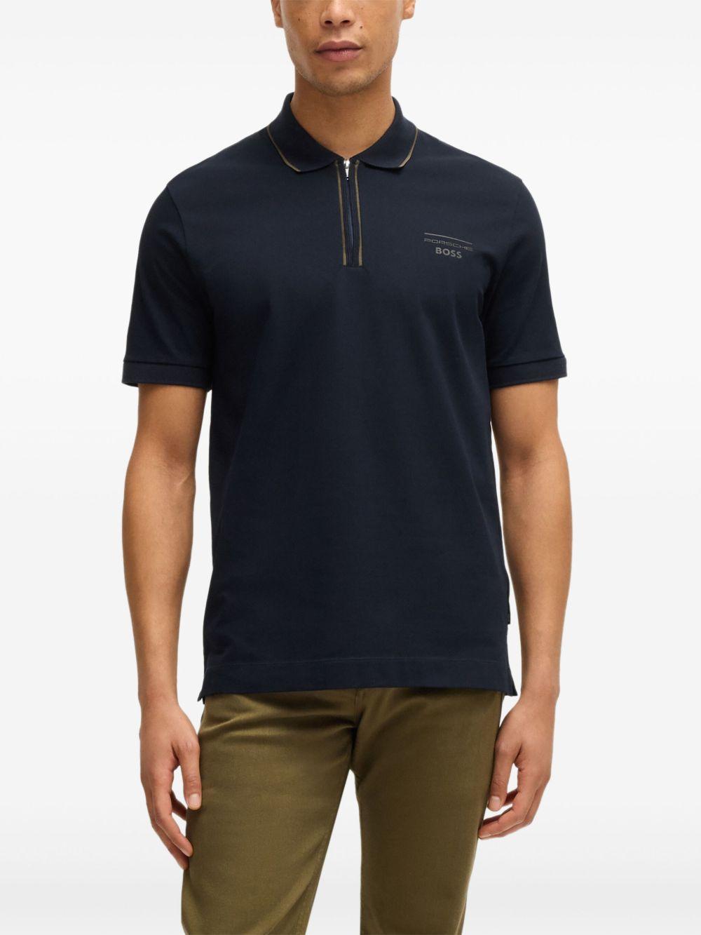zip-down polo shirt  Product Image