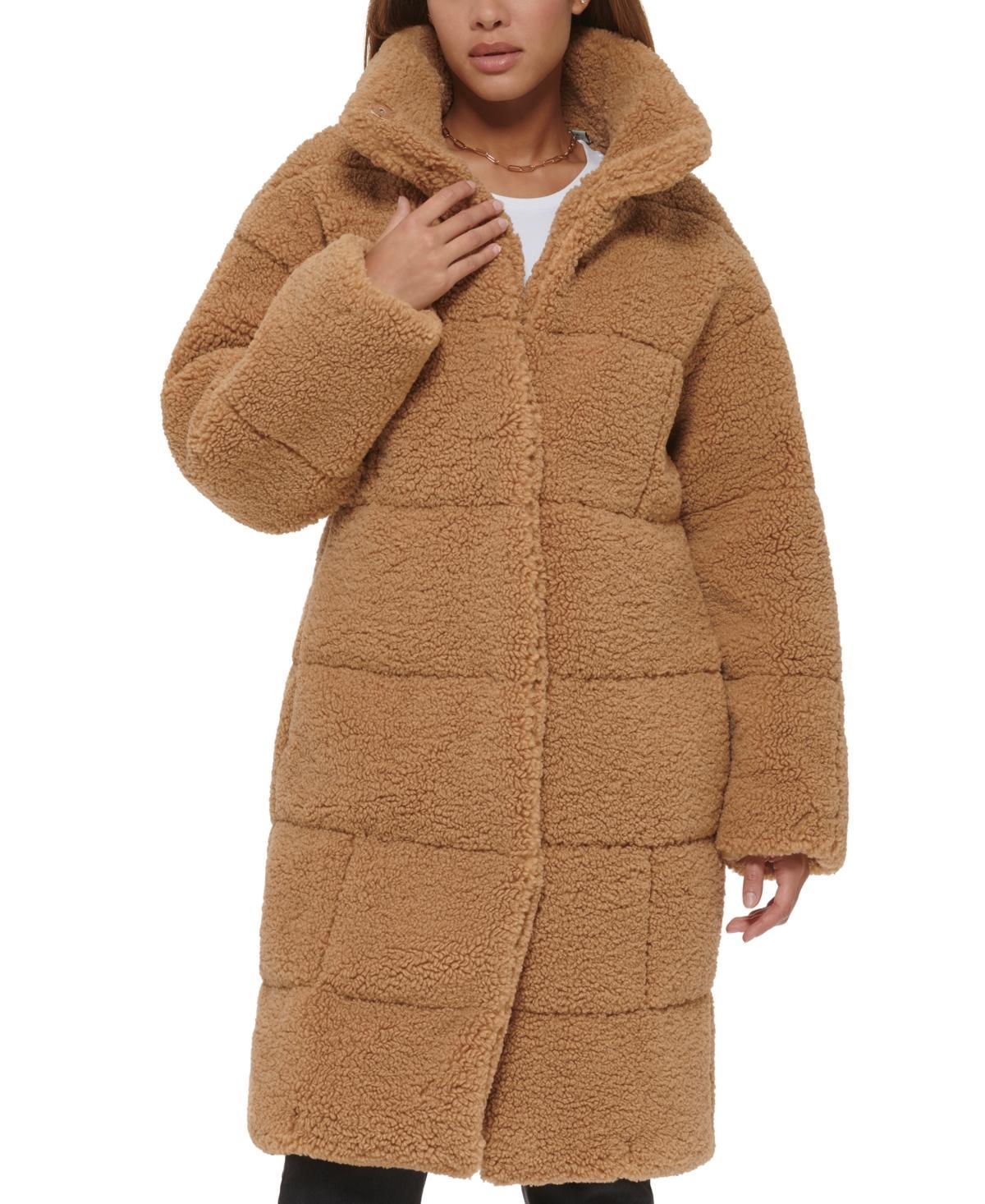 Women's Levi's® Long Quilted Sherpa Coat, Size: Medium, Darkest Green Product Image