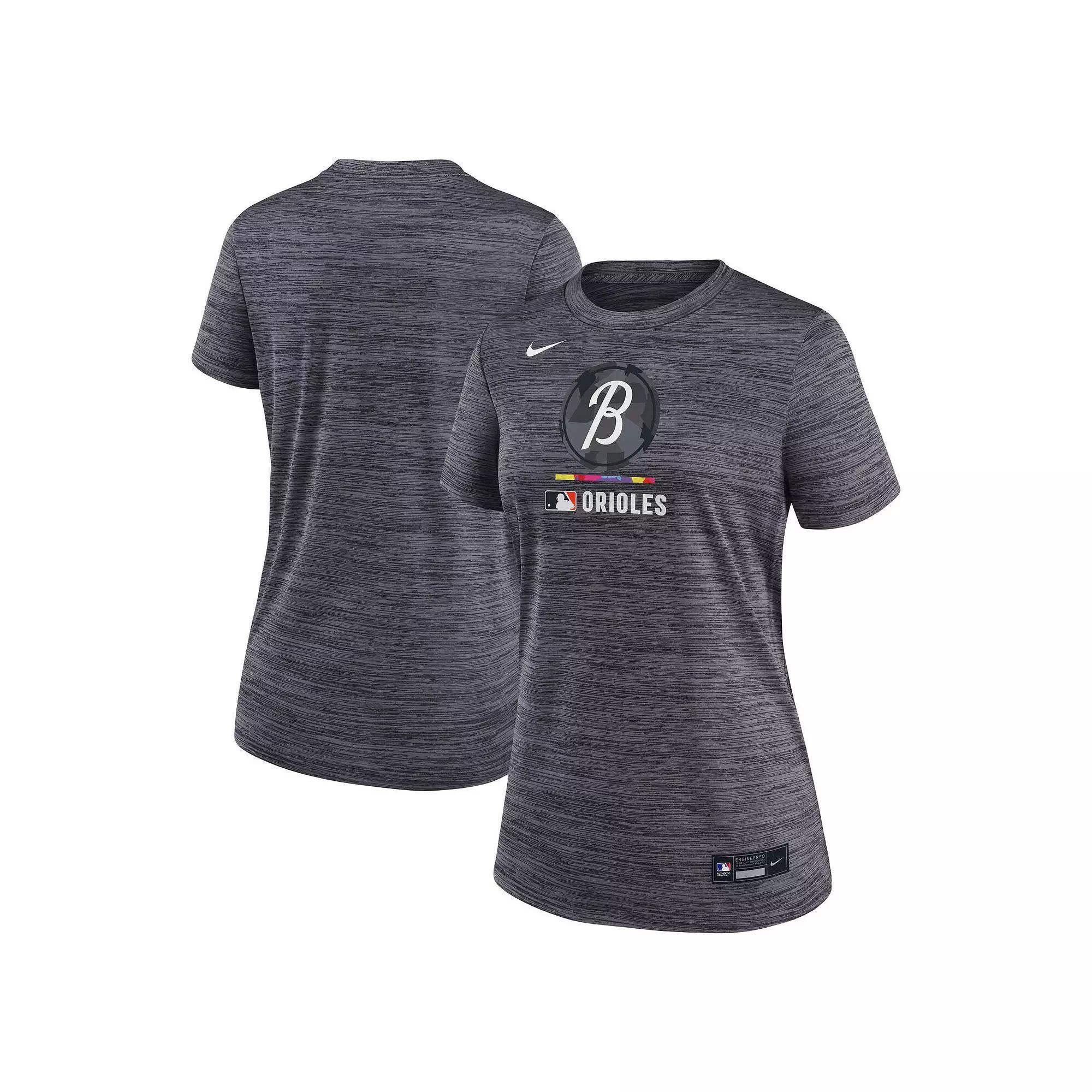 Women's Nike Charcoal Baltimore Orioles Authentic Collection City Connect Velocity Performance T-Shirt, Size: Medium Product Image