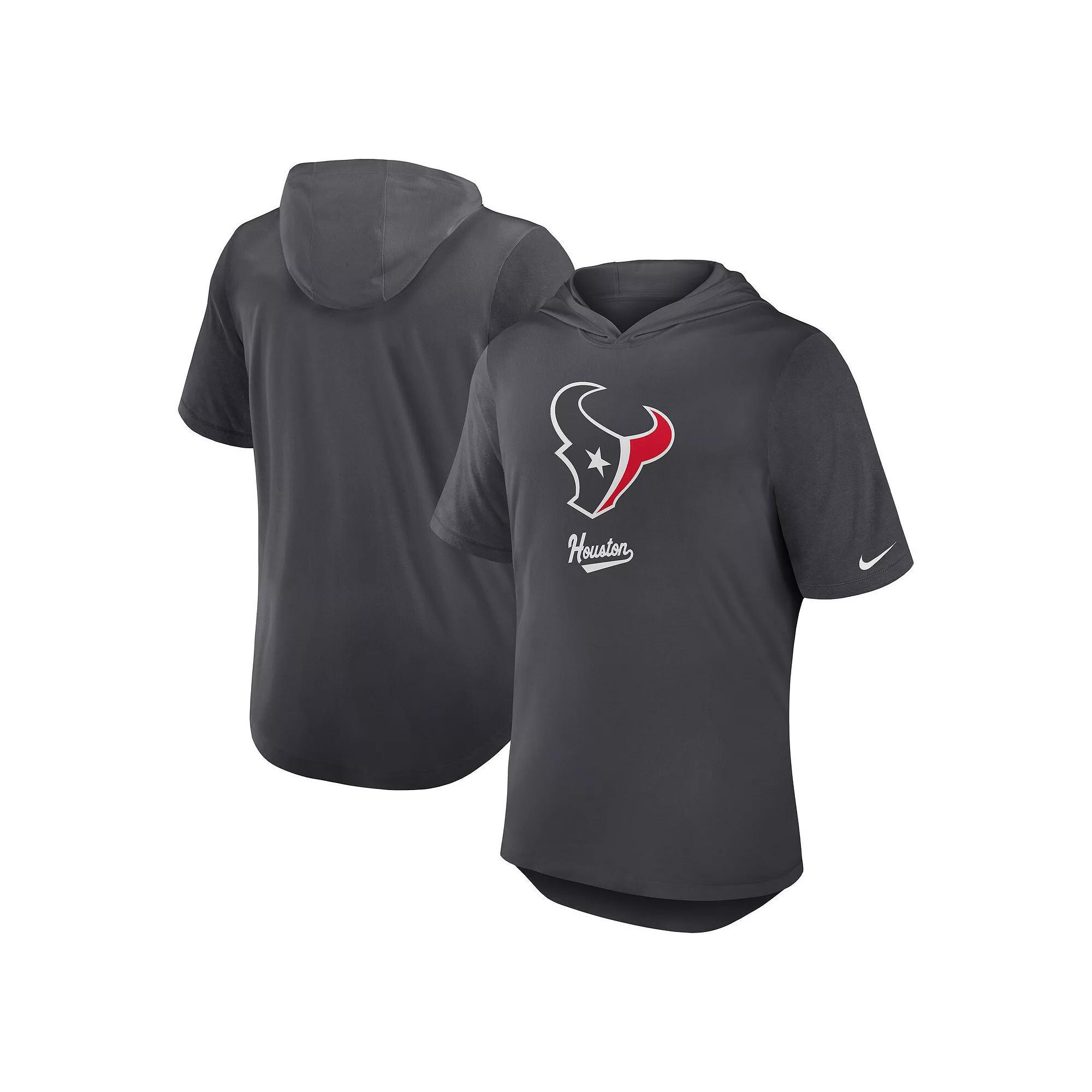 Men's Nike Anthracite Houston Texans Tri-Blend Performance Hoodie T-Shirt, Size: Medium, Grey Product Image