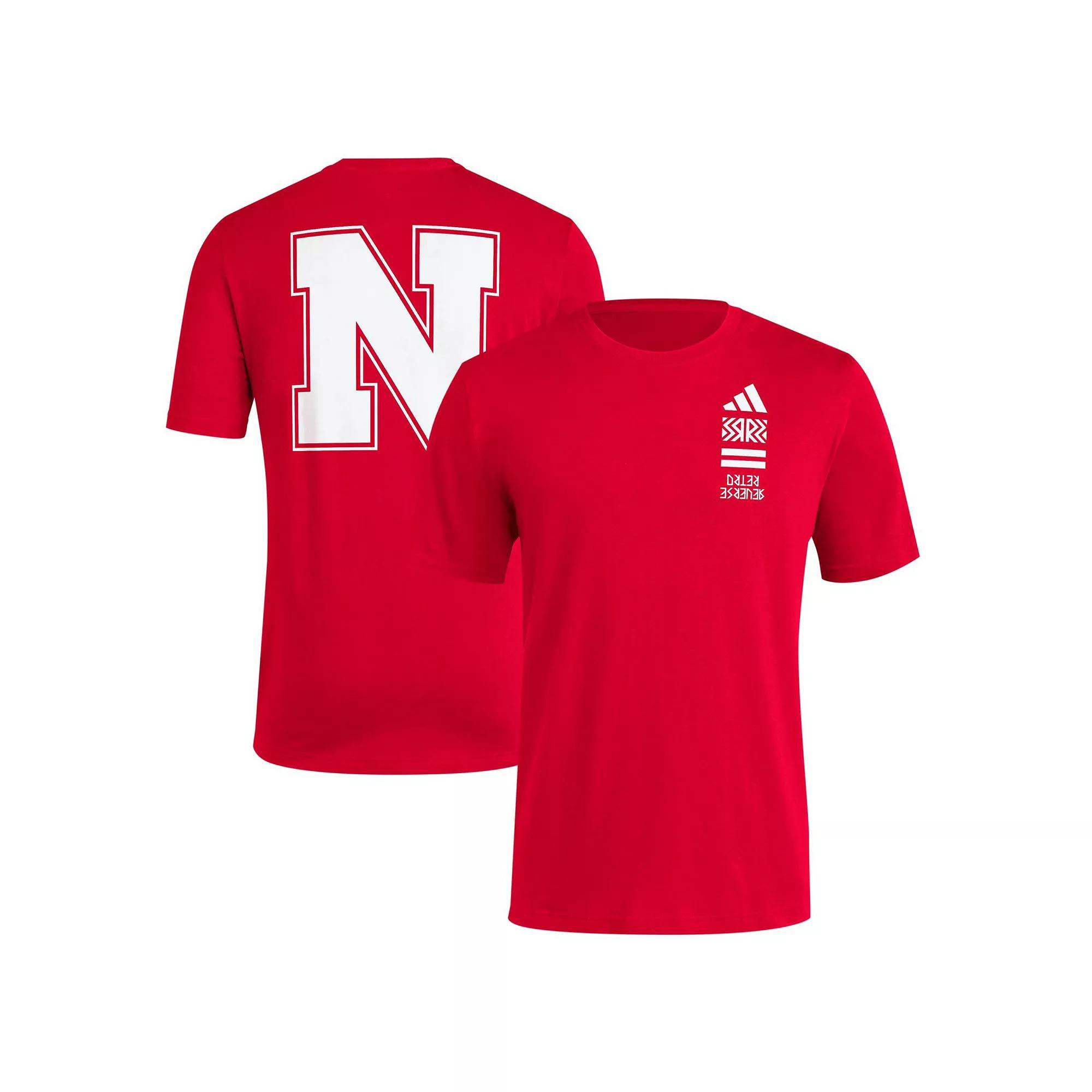Men's adidas Scarlet Nebraska Huskers Reverse Retro Baseball 2 Hit T-Shirt, Size: XL, Red Product Image