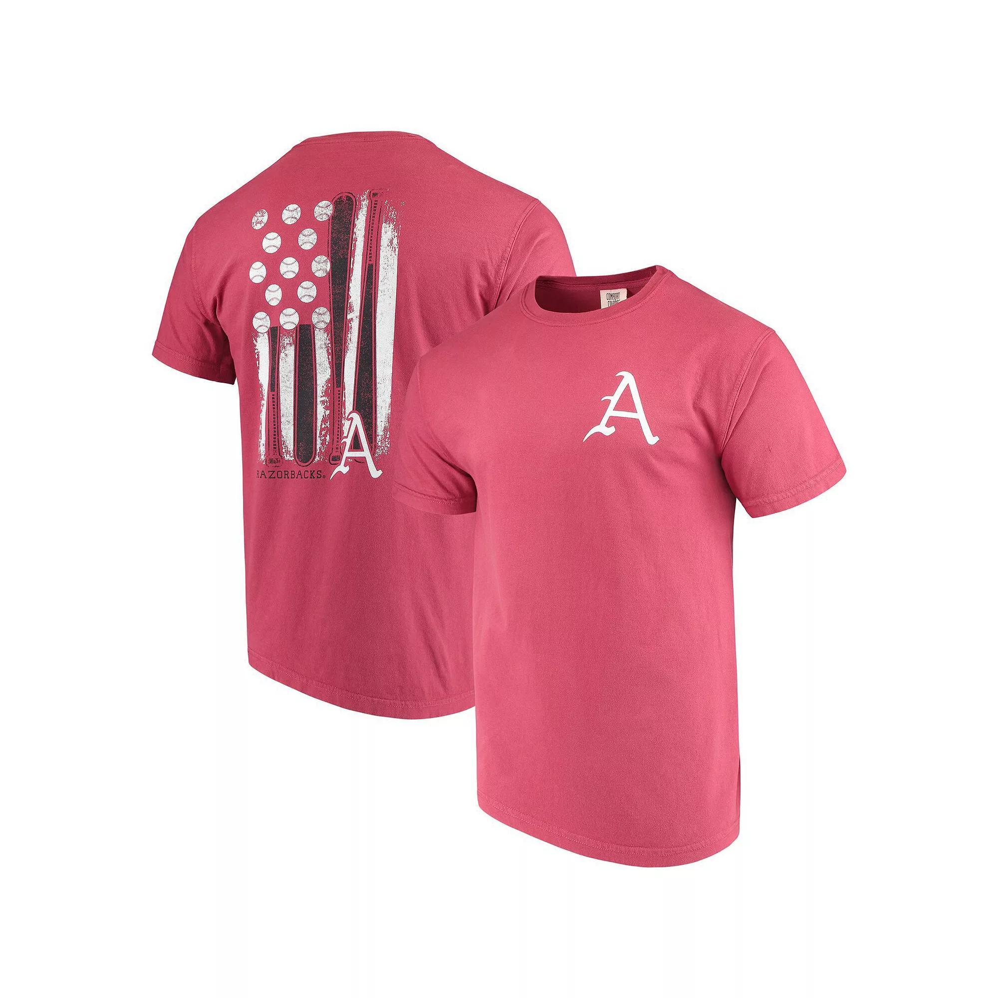 Men's Cardinal Arkansas Razorbacks Baseball Flag Comfort Colors T-Shirt, Size: 2XL, Red Product Image