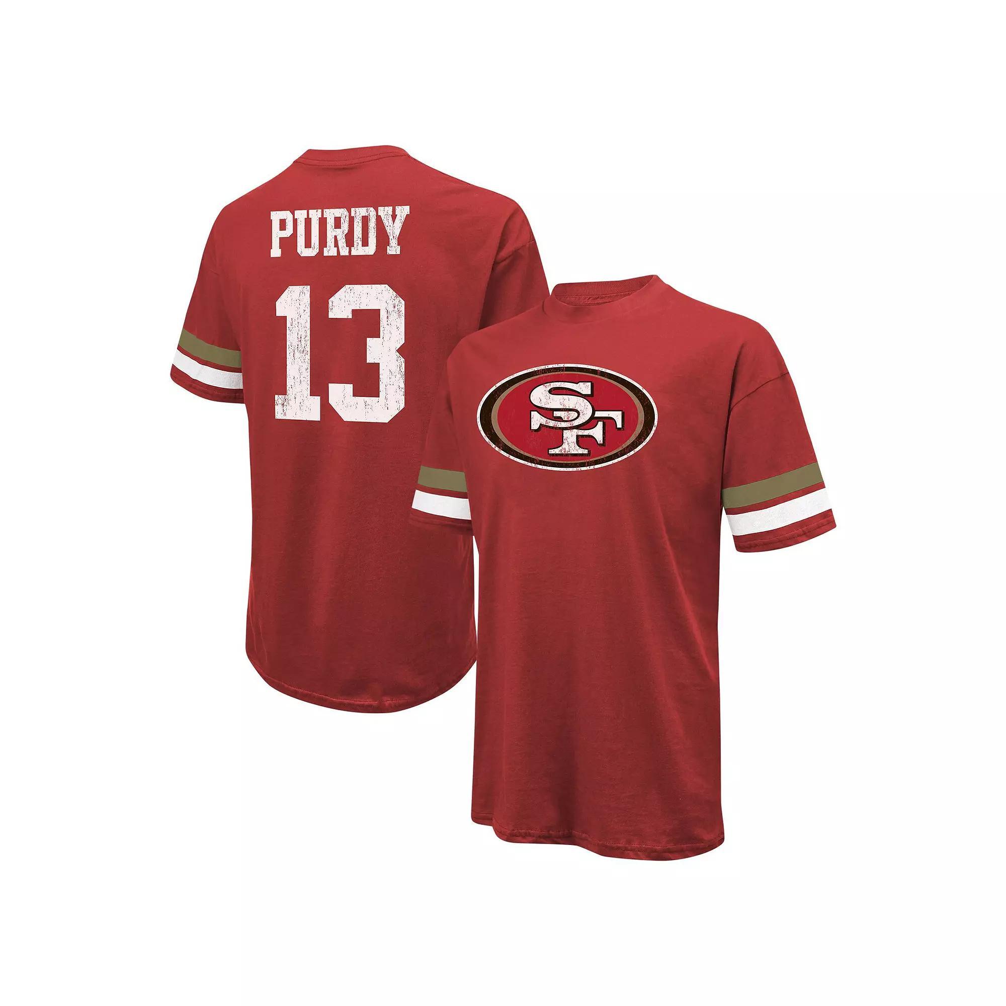 Men's Majestic Threads Brock Purdy Scarlet San Francisco 49ers Name & Number Oversize Fit T-Shirt, Size: 2XL, Red Product Image