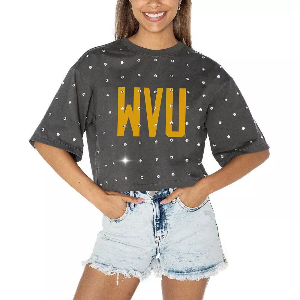Women's Gameday Couture Gray West Virginia Mountaineers Go Time Rhinestone Crop T-Shirt, Size: Small, Grey Product Image