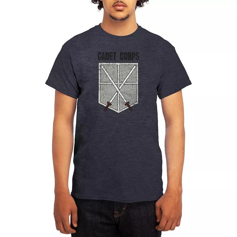 Men's Attack on Titan Distressed Cadet Corp Emblem Tee, Boy's, Size: XXL, Grey Red Product Image