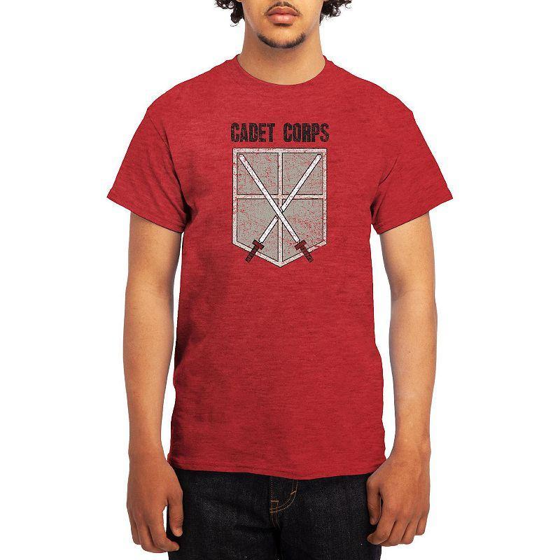 Mens Attack on Titan Hot Potato Tee Grey Red Product Image