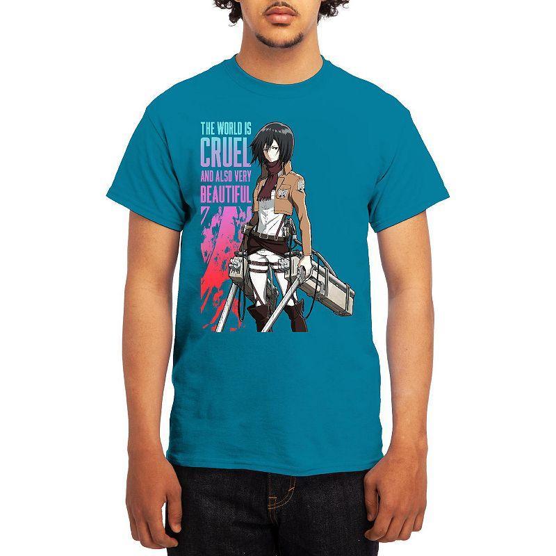 Mens Attack on Titan Hot Potato Tee Grey Red Product Image
