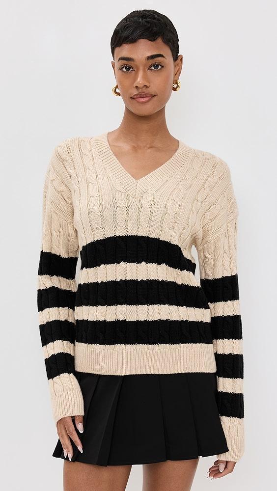 English Factory Striped Cable Knit Sweater | Shopbop Product Image