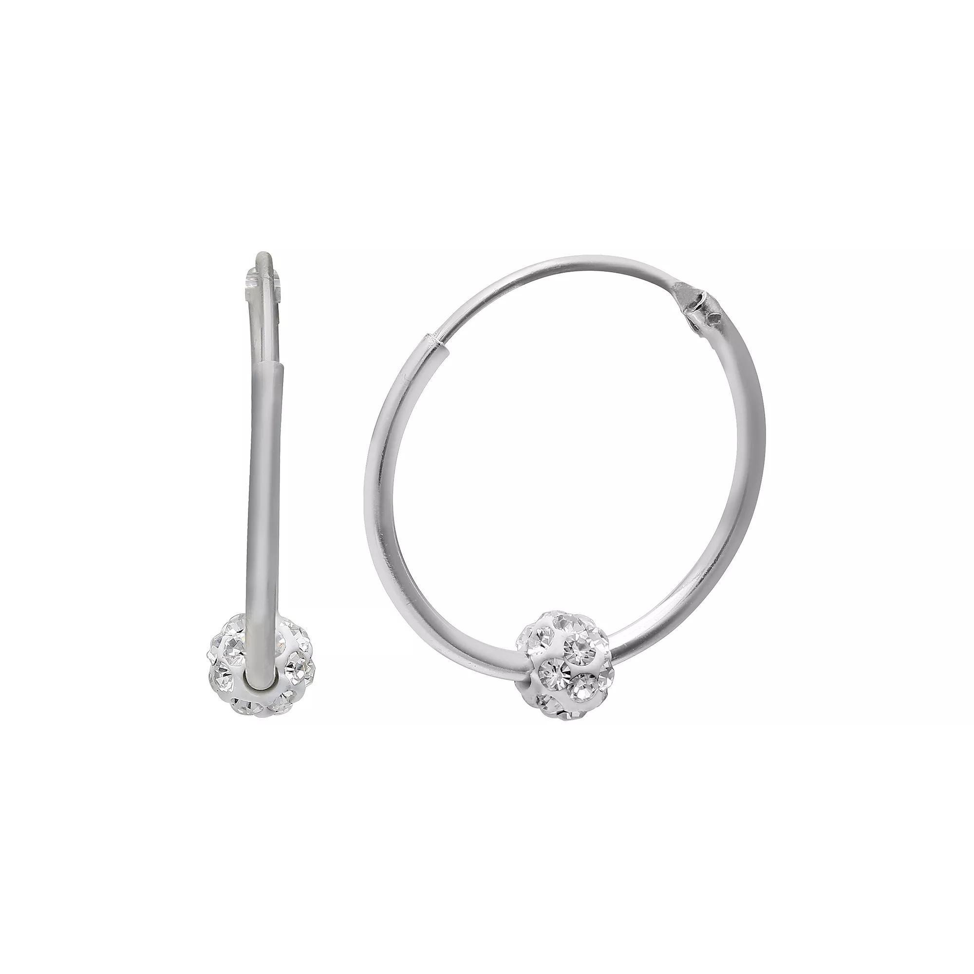 PRIMROSE Endless Hoop Clear Crystal Fireball Earrings, Women's, Silver Tone Product Image