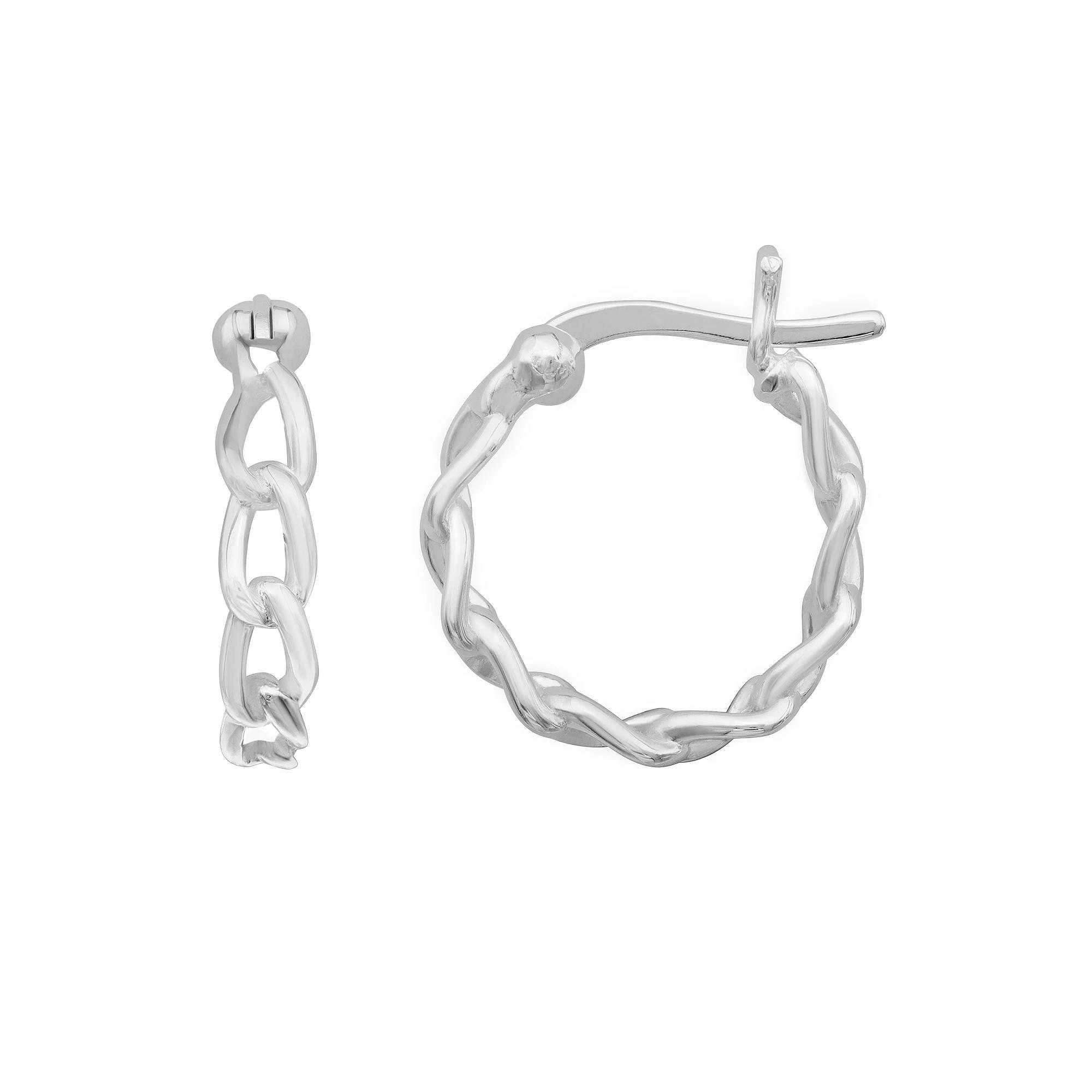 PRIMROSE Sterling Silver Chain Link Hoop Earrings, Women's, Size: 15 mm Product Image