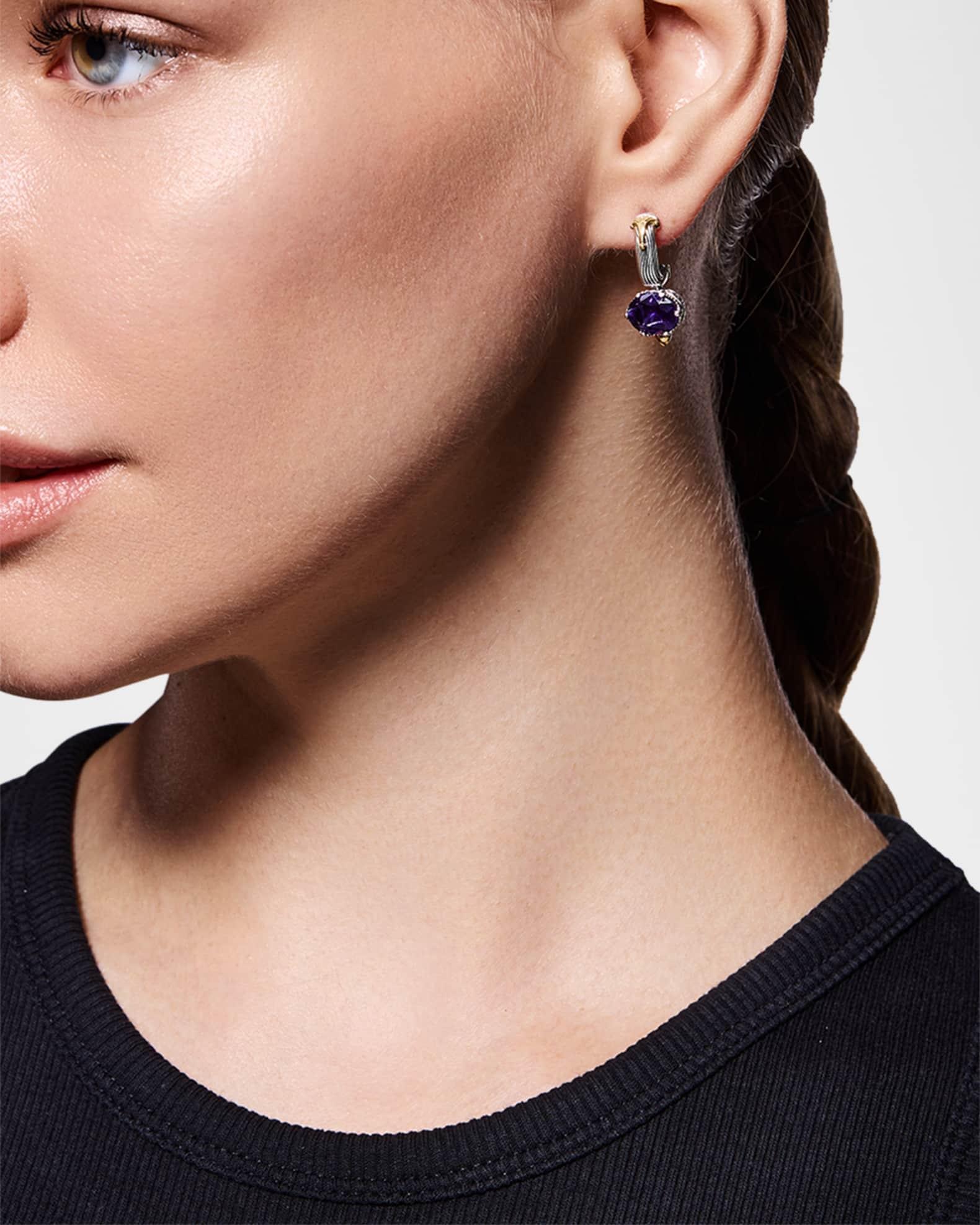 Kyma Silver and Gold Amethyst Faceted Earrings Product Image