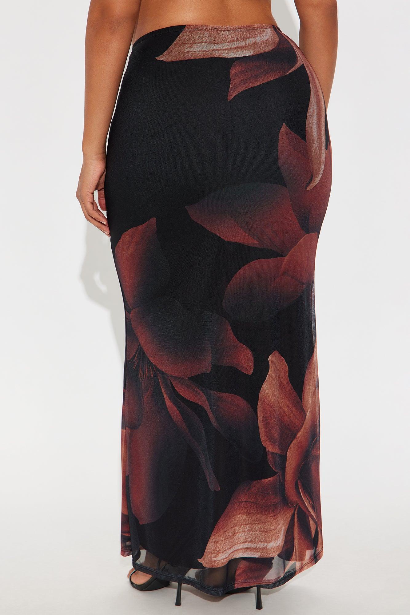Lilith Floral Mesh Maxi Skirt - Black/combo Product Image
