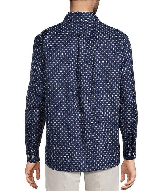 Roundtree & Yorke Big & Tall Long Sleeve Geo Print Oxford Sport Shirt Product Image