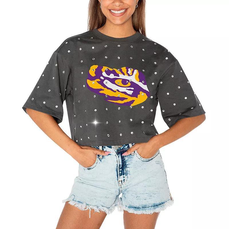Women's Gameday Couture Gray LSU Tigers Go Time Rhinestone Crop T-Shirt, Size: XXL, Grey Product Image