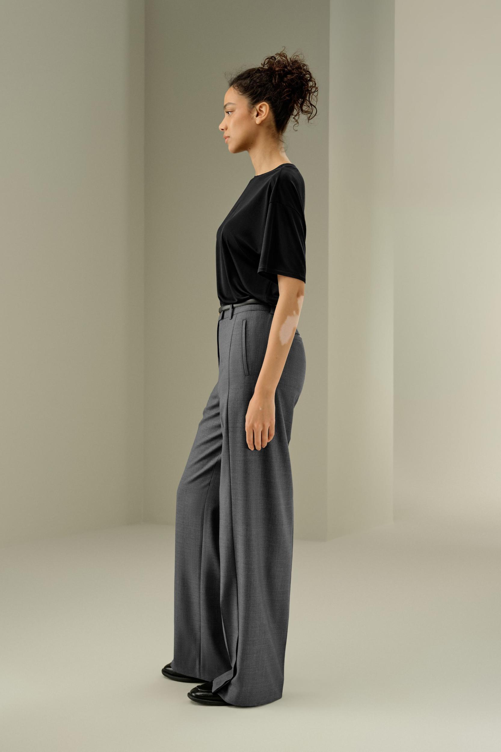 Wool Silk Blend Straight Pants Product Image