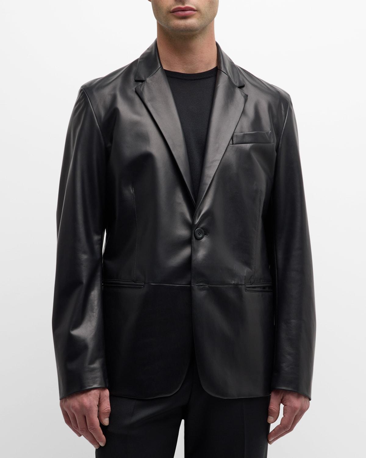 Mens Lambskin Leather Blazer Product Image