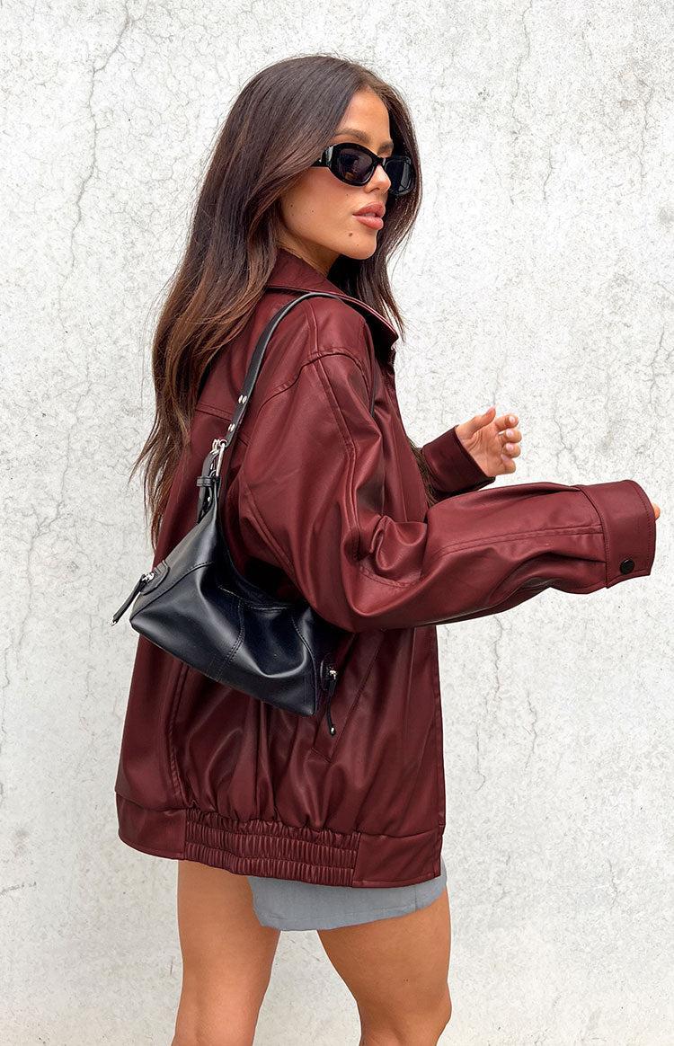 Abbi PU Red Bomber Jacket Girls Product Image