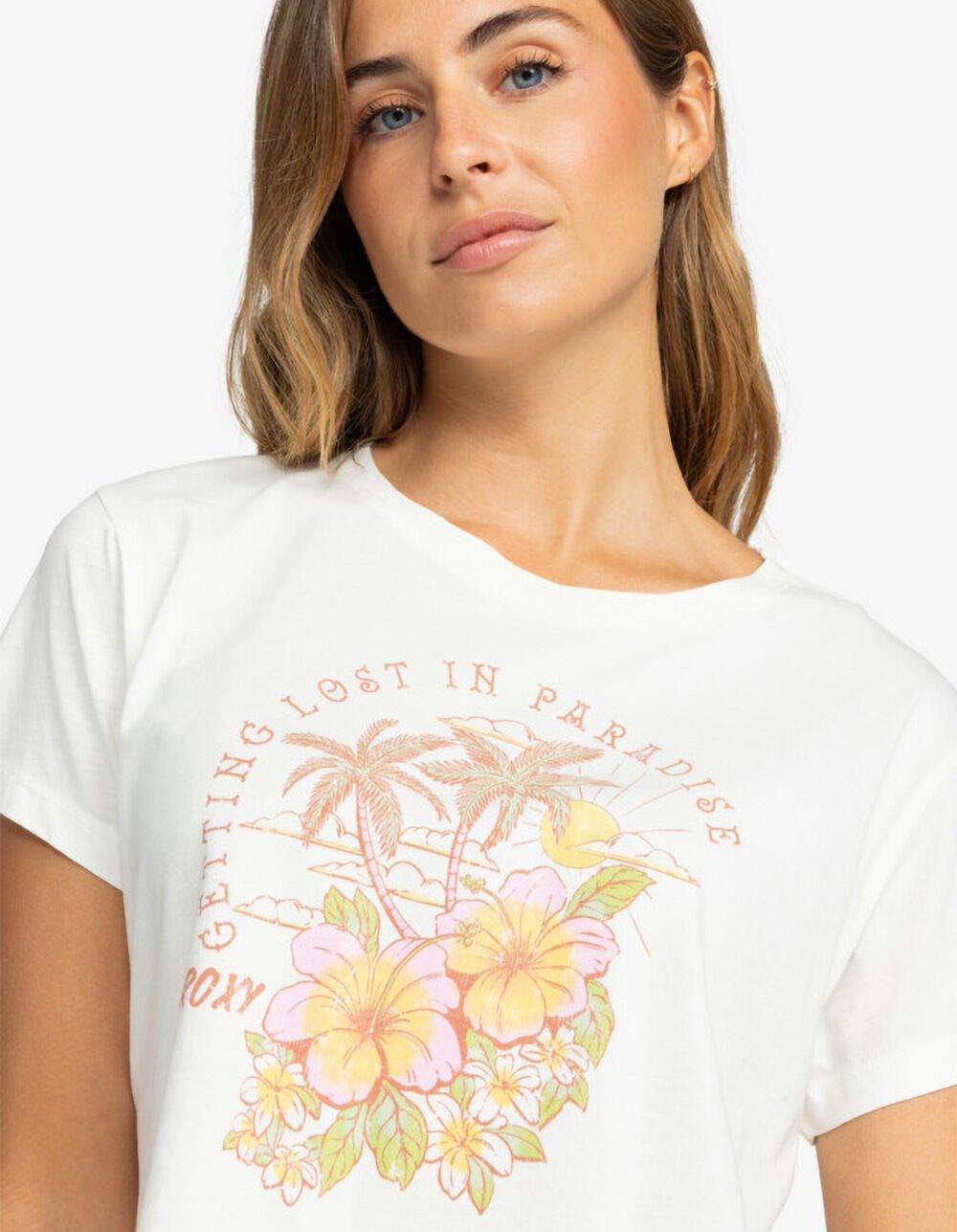 ROXY Hibiscus Paradise Womens Crop Tee - WHITE Product Image