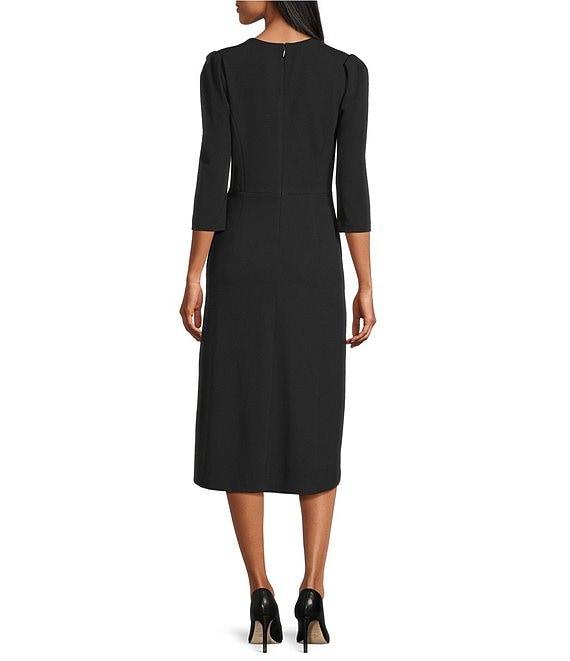 Investments Scuba Crepe Floral Bouquet 3/4 Sleeve Fit And Flare Dress Product Image
