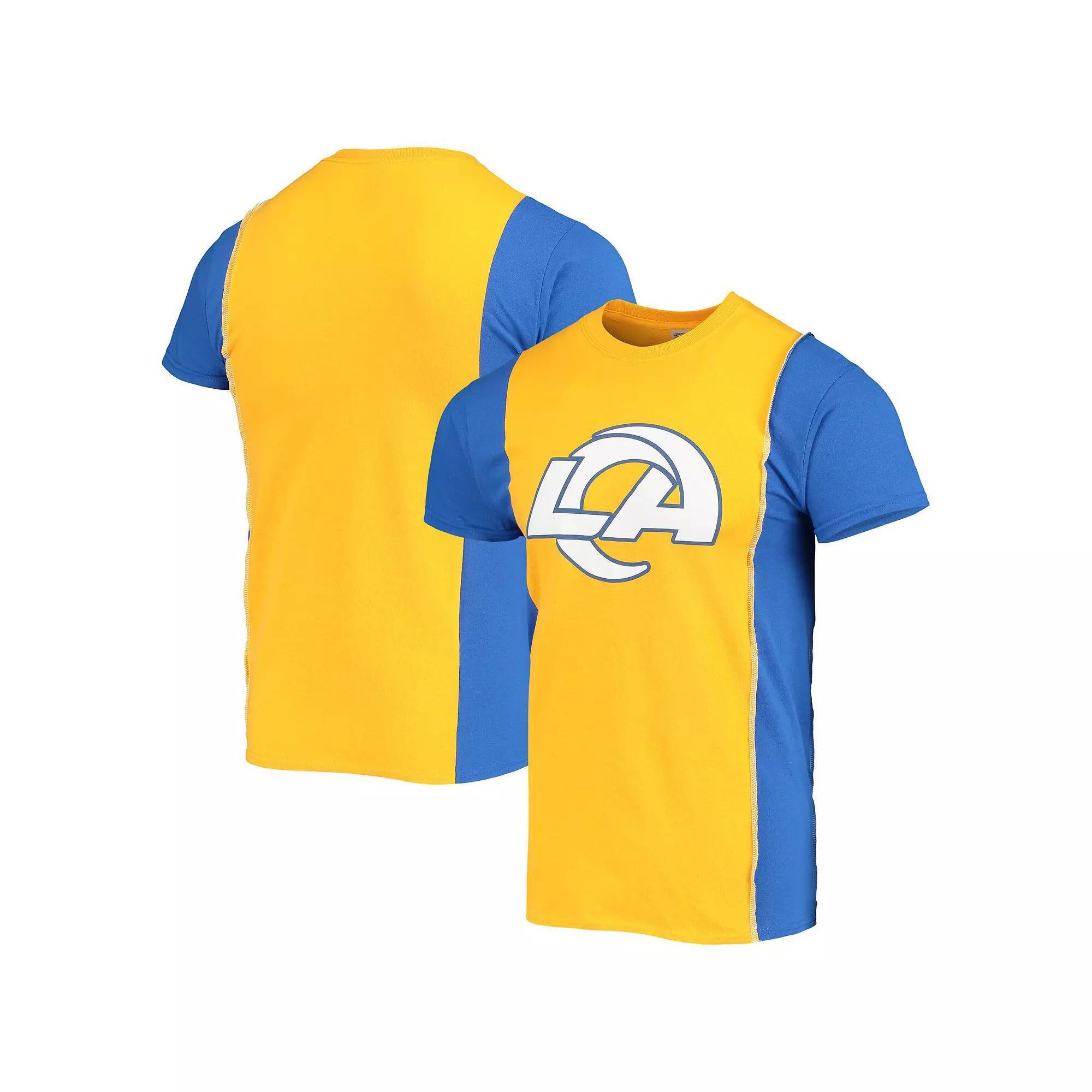 Men's Refried Apparel Gold/Royal Los Angeles Rams Sustainable Upcycled Split T-Shirt, Size: Small Product Image