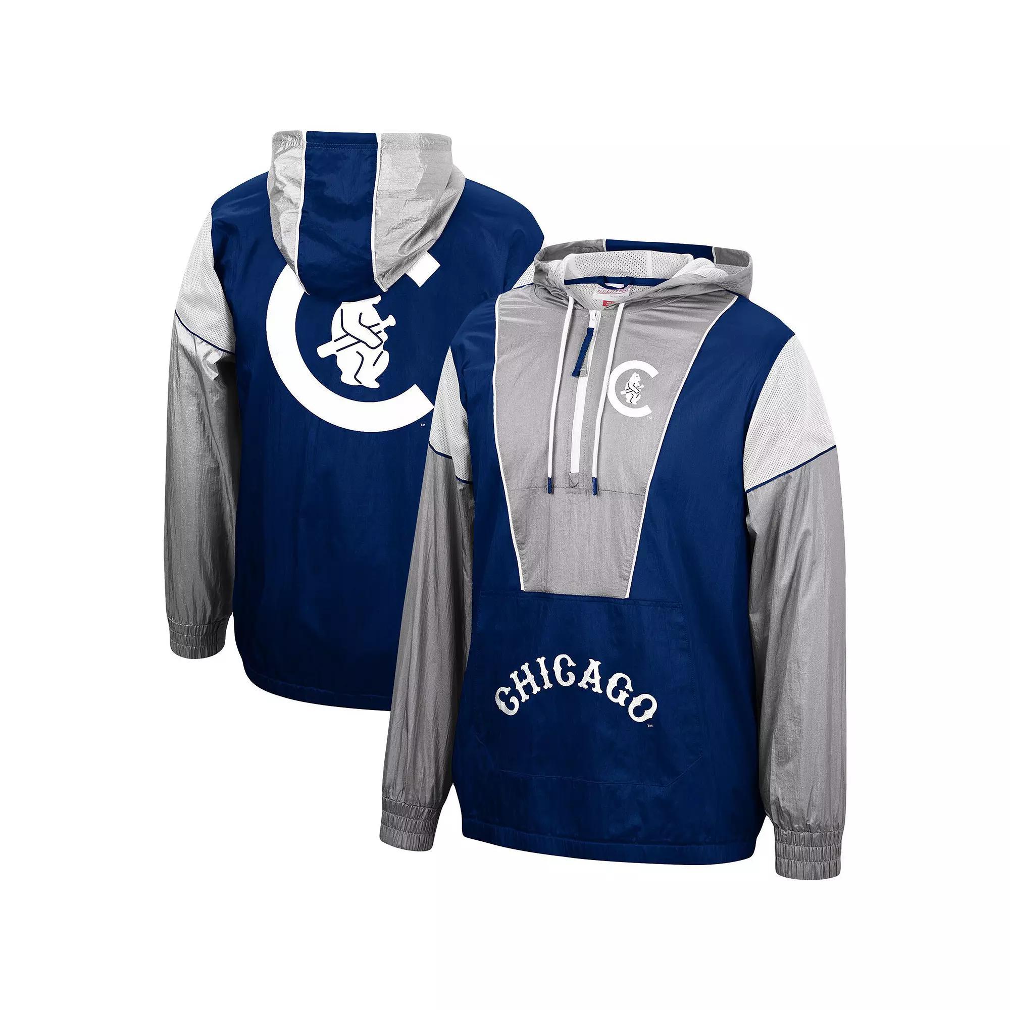 Men's Mitchell & Ness Navy Chicago Cubs Highlight Reel Windbreaker Half-Zip Hoodie Jacket, Size: Medium, Blue Product Image