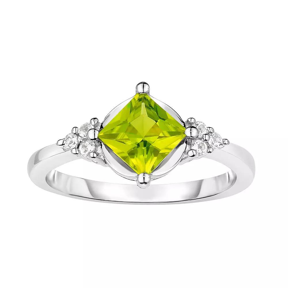 Sterling Silver Peridot & White Topaz Ring, Women's, Size: 7 Product Image