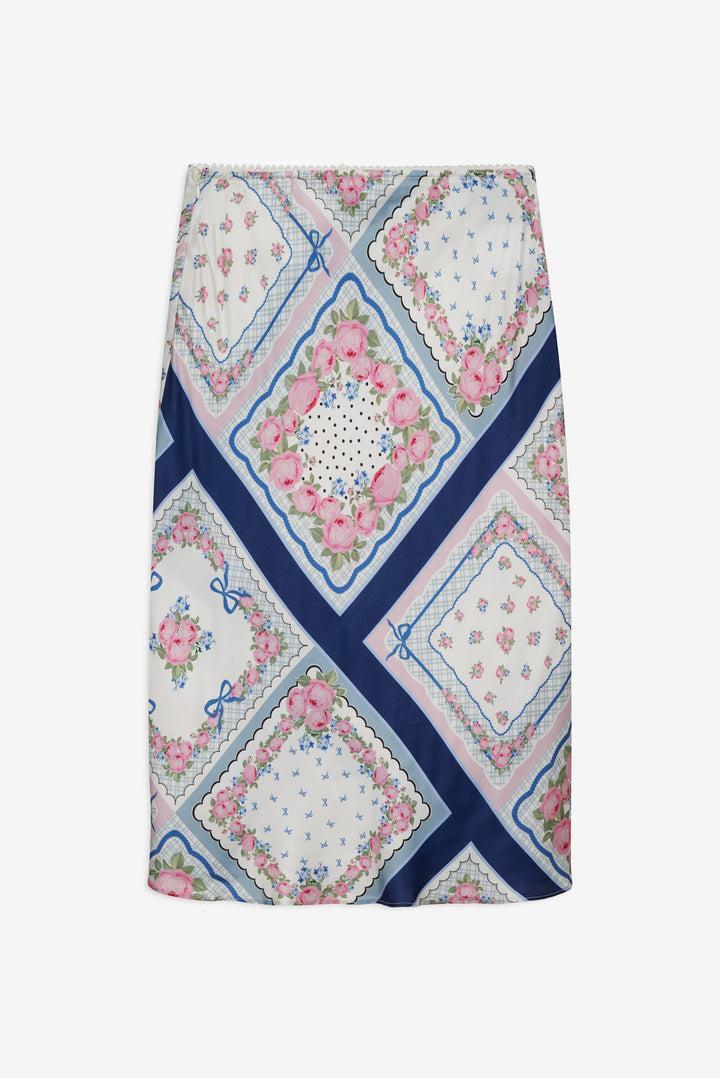 Summer Scarf Midi Skirt — Blue Product Image