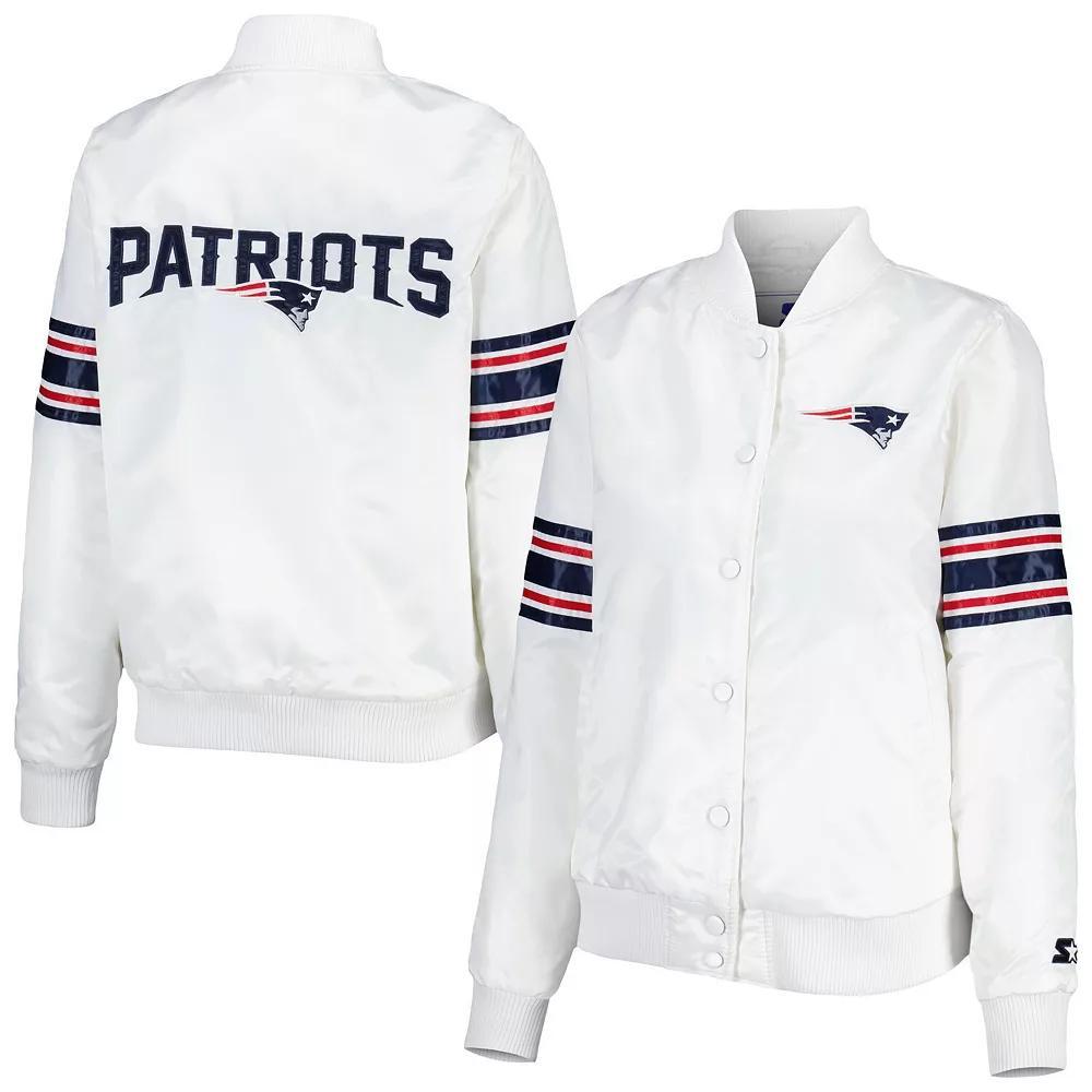 Women's Starter White New England Patriots Line Up Satin Full-Snap Varsity Jacket, Size: XL Product Image
