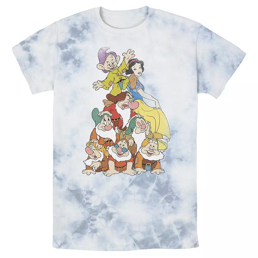 Men's Disney Snow White Seven Dwarf Stack Bomabrd Wash Tee, Size: Medium, White Blue Product Image