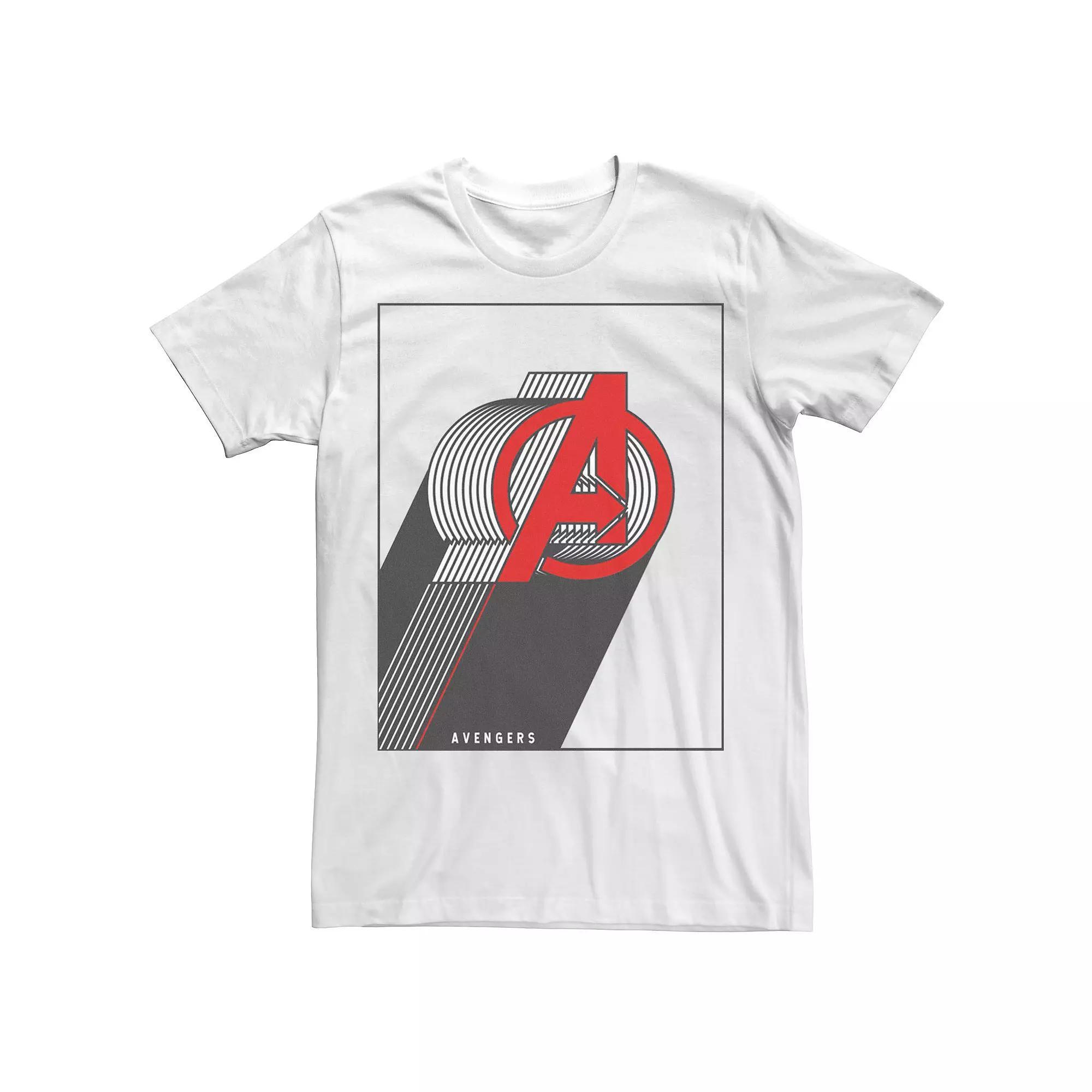Men's Marvel Avengers Stacked Lines Logo Tee, Size: Large, White Product Image