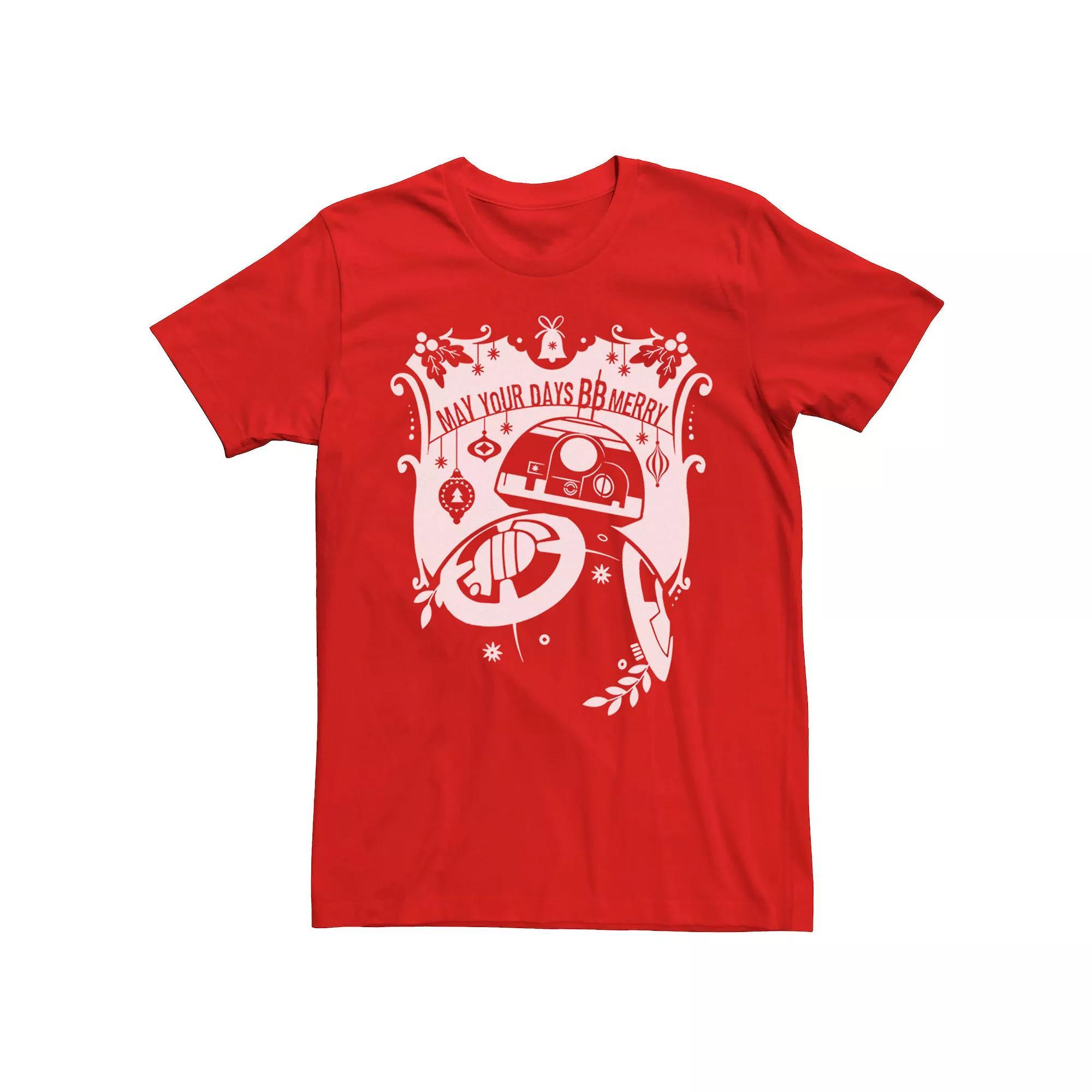 Men's Star Wars BB-8 May Your Days BB Merry Christmas Tee, Size: XXL, Red Product Image