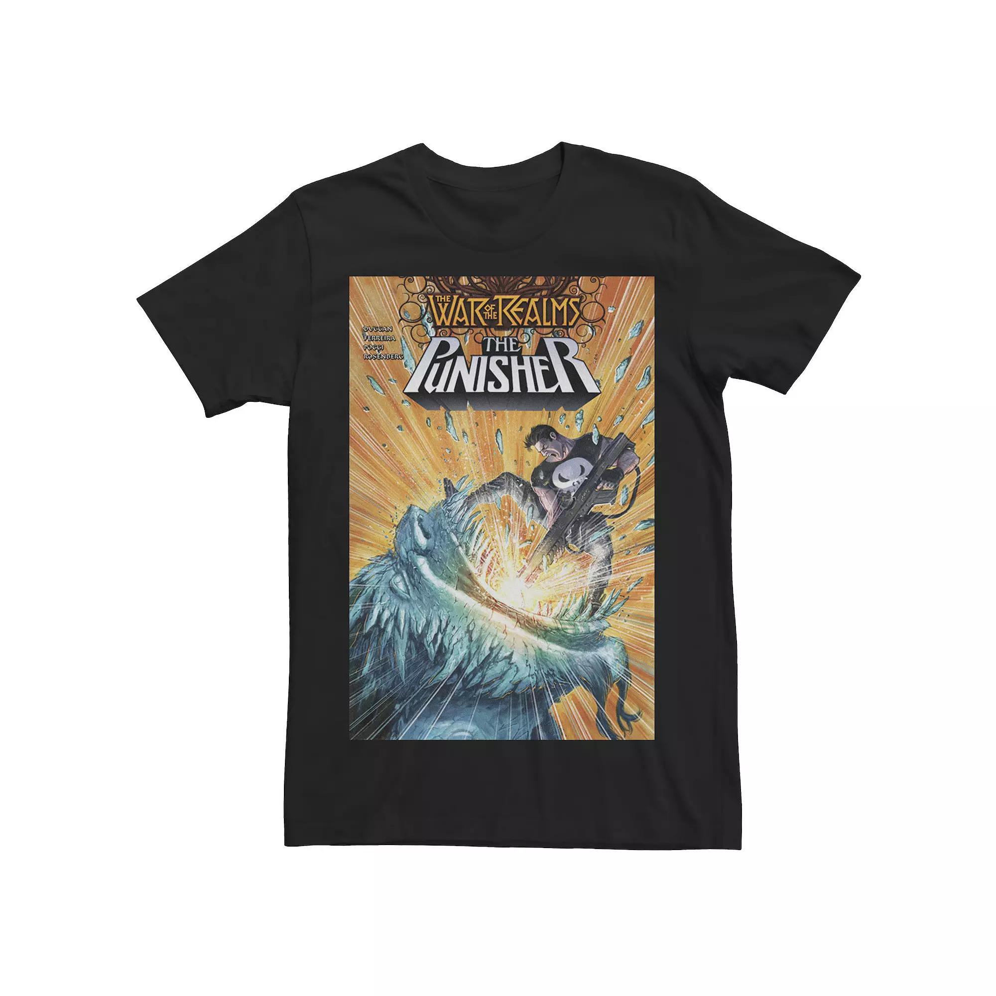 Men's Marvel The Punisher Avenger Of Midgard Comic Book Cover Tee, Size: Large, Black Product Image