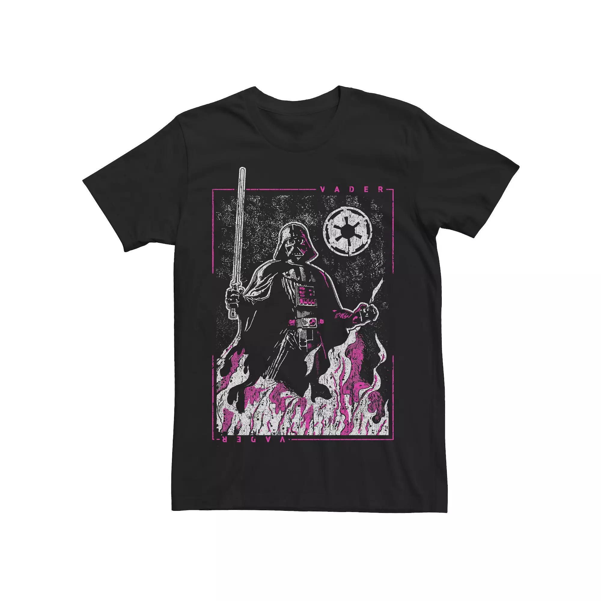 Men's Star Wars Darth Vader Empire Emblem Pink Flame Portrait Tee, Size: XXL, Black Product Image