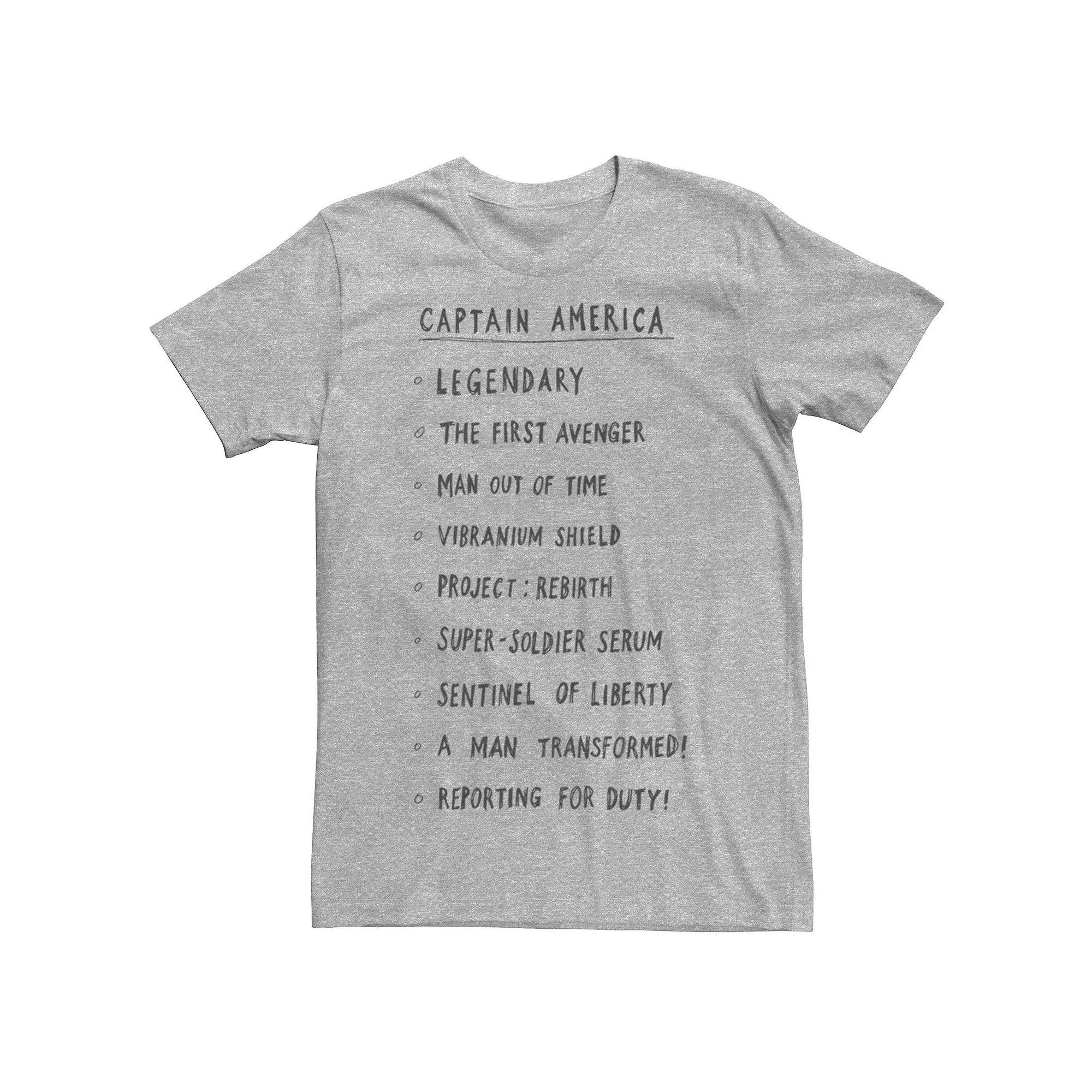 Men's Marvel Captain America List Tee, Size: Medium, Athletic Grey Product Image