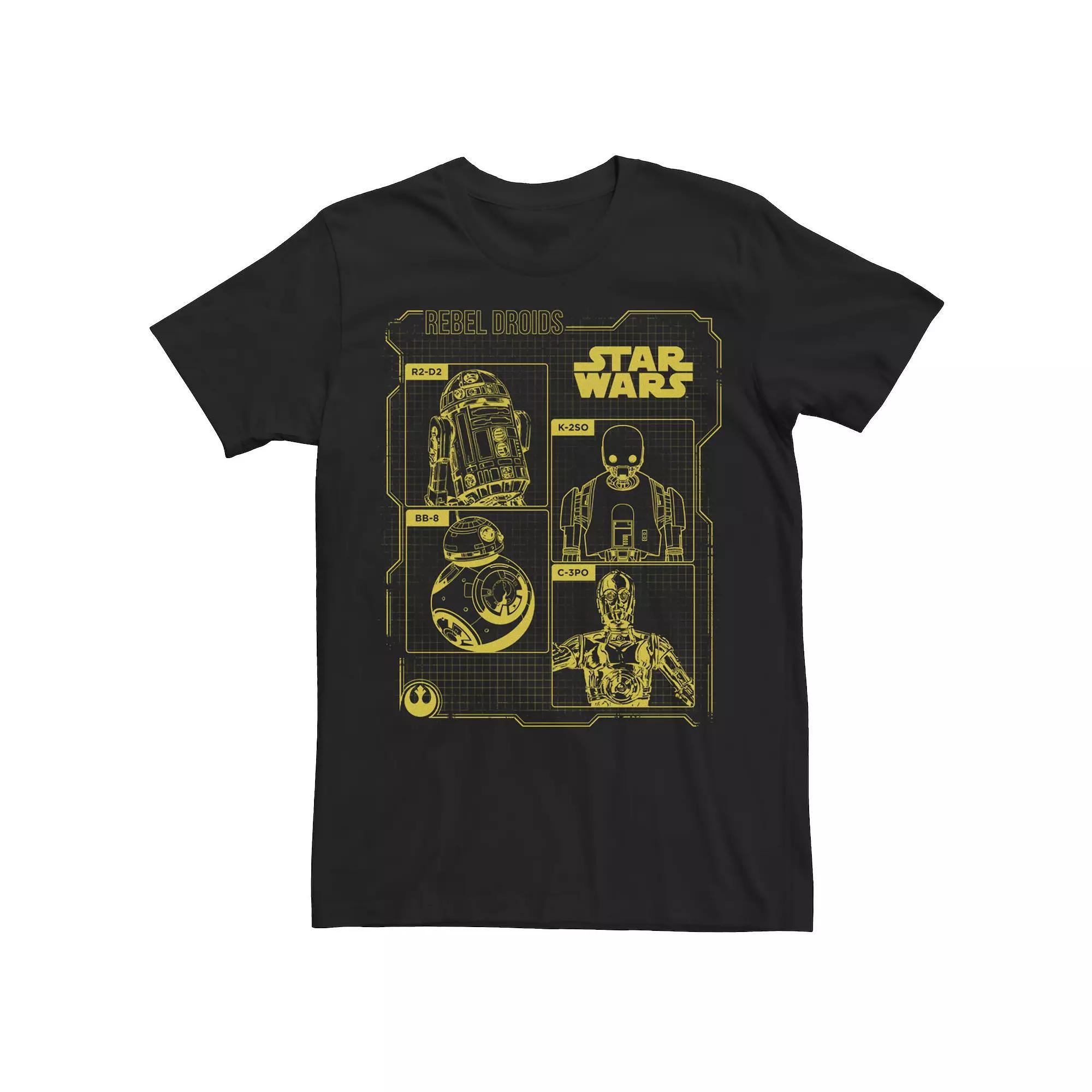 Mens Star Wars Rebel Droids Schematics Poster Tee Product Image