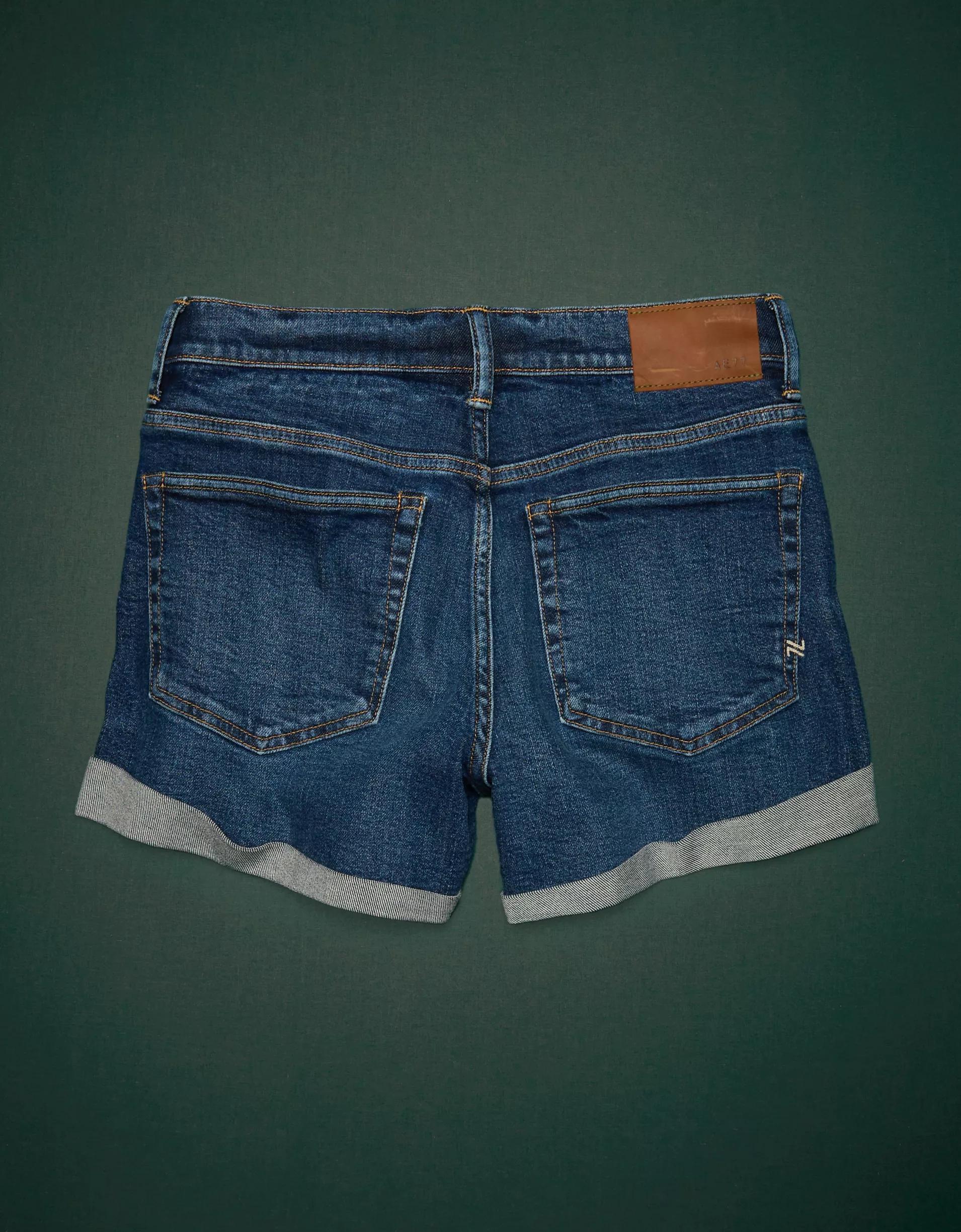 AE77 Premium High-Waisted Cut-Off Denim Short Product Image