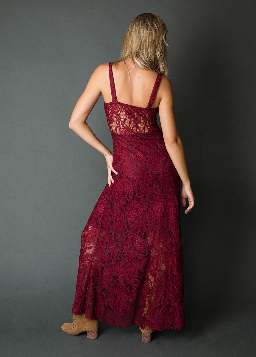 Carmel Slip Dress in Burgundy Female Product Image