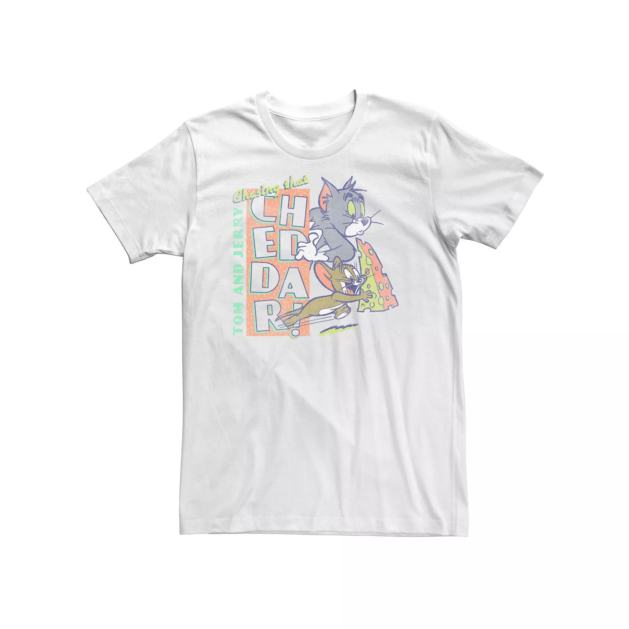 Big & Tall Tom And Jerry Chasing That Cheddar Cheese Tee, Men's, Size: 4XL, White Product Image