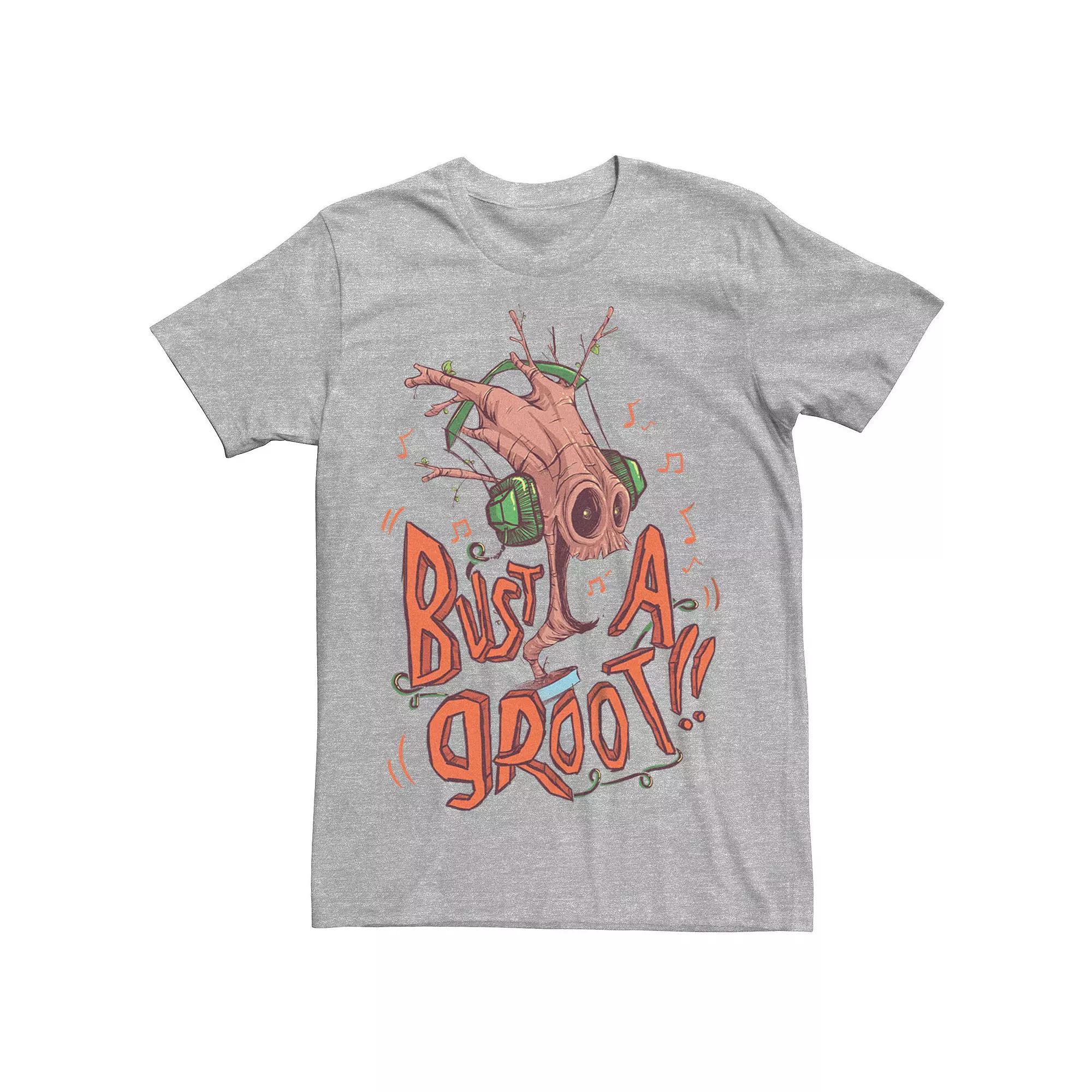Men's Marvel Guardians Of The Galaxy Bust A Groot Graphic Tee, Size: Small, Athletic Grey Product Image