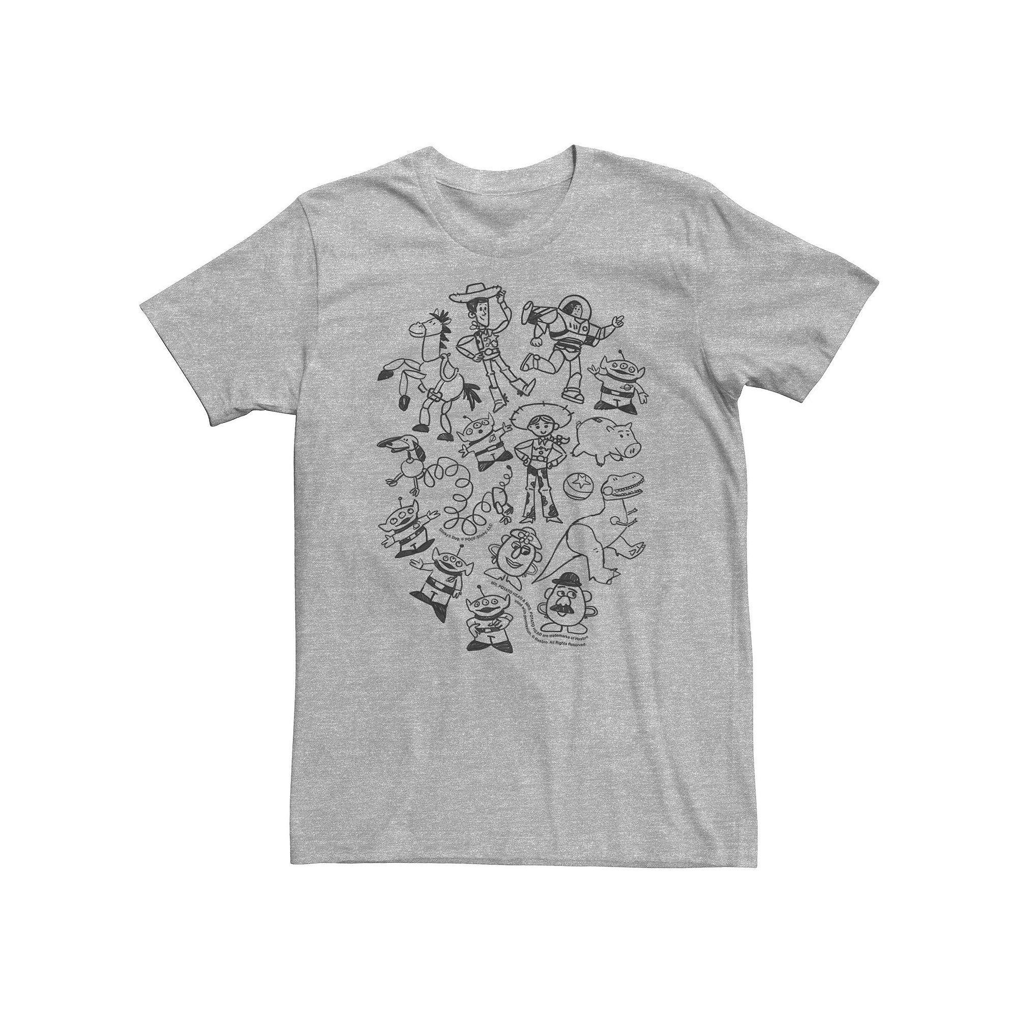 Big & Tall Disney / Pixar Toy Story Group Shot Doodles Tee, Men's, Size: 4XL Tall, Athletic Grey Product Image