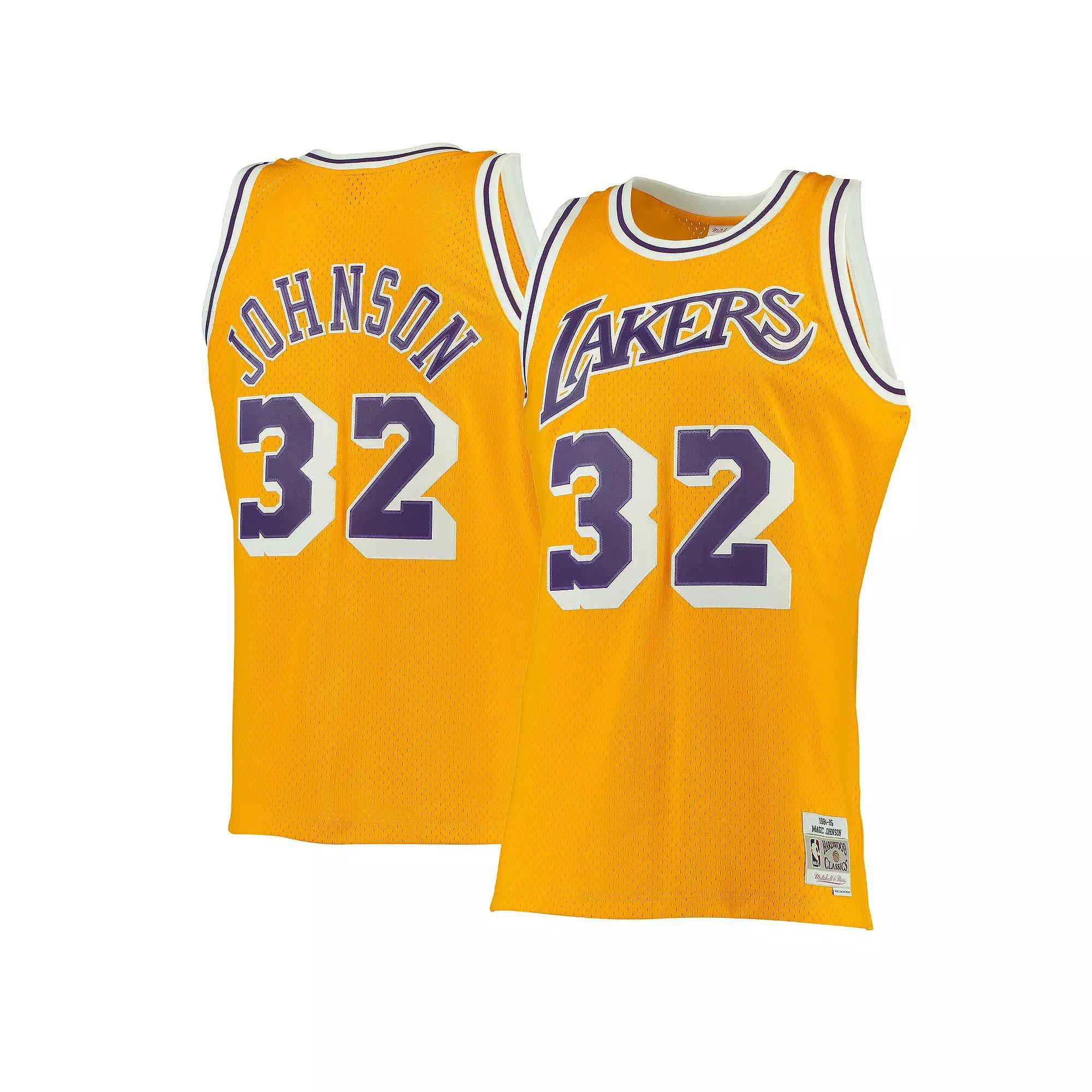 Mens Mitchell & Ness Magic Johnson Los Angeles Lakers Hardwood Classics Swingman Jersey Product Image
