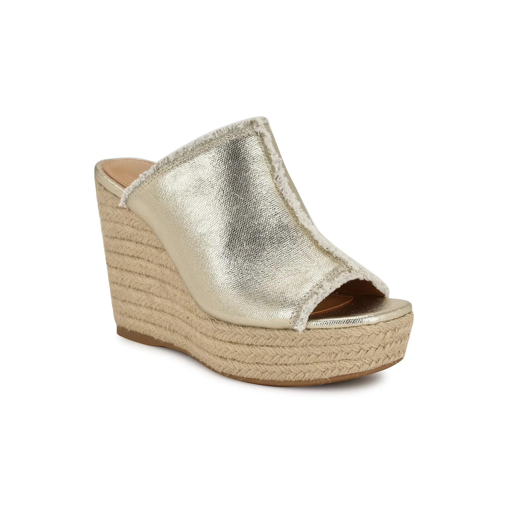 Nine West Baja Women's Wedge Slip-On Open Toe Sandals, Size: 12, Gold Product Image