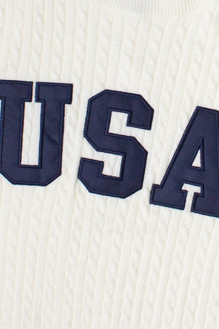 Cable Knit USA Sweater Product Image