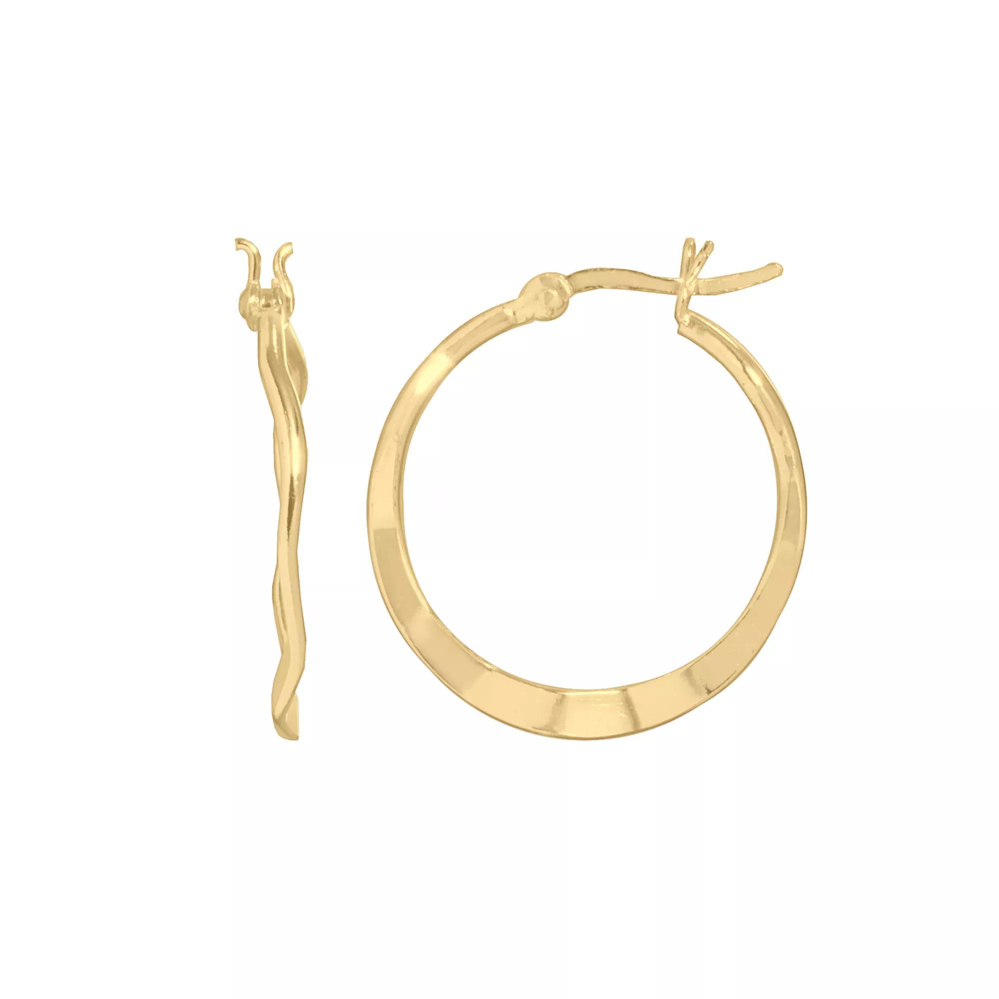 14k Gold Plated Wavy Hoop Earrings, Women's Product Image