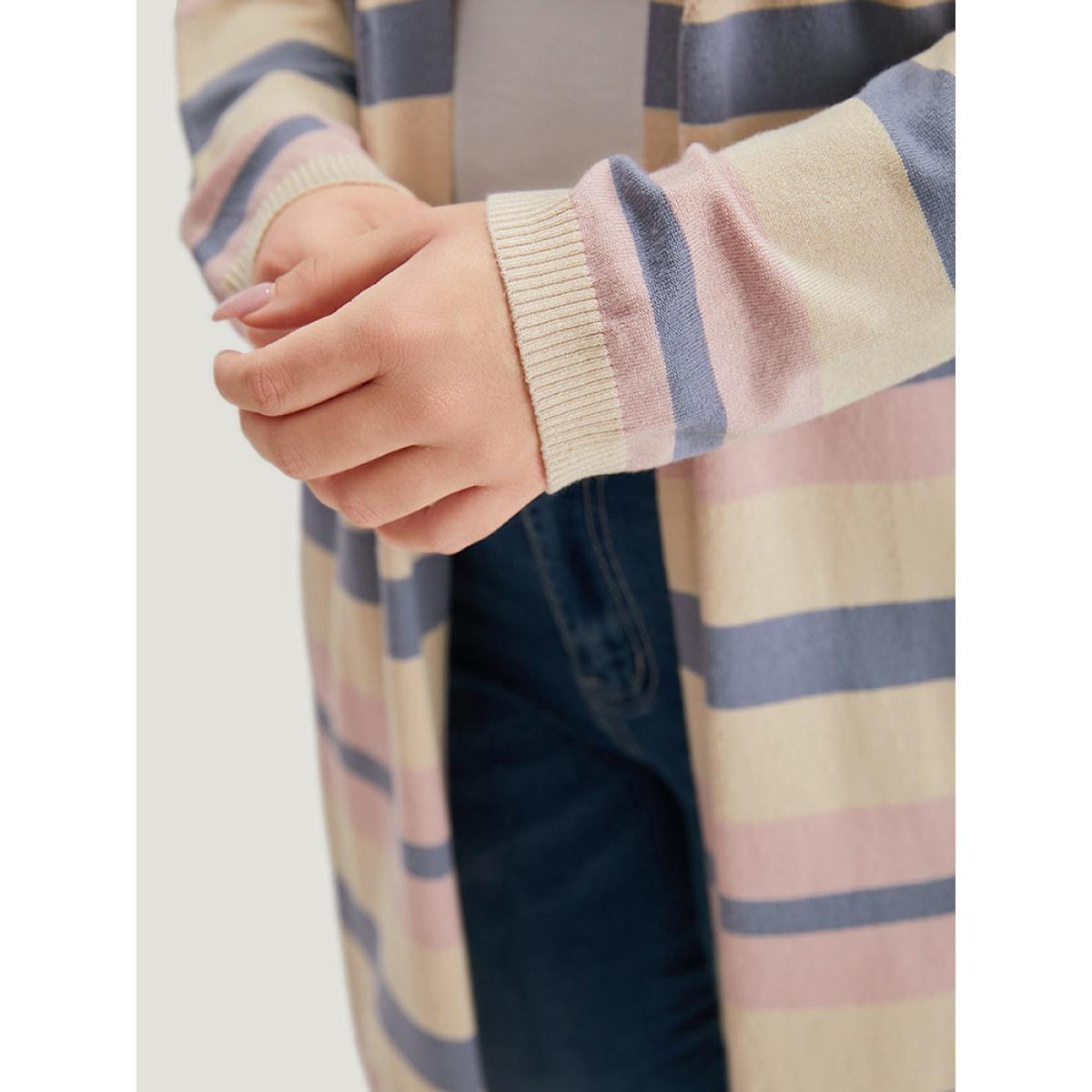 Plus Size Supersoft Essentials Striped Contrast Cardigan Multicolor Women Casual Loose Long Sleeve Dailywear Cardigans BloomChic 10/M Product Image
